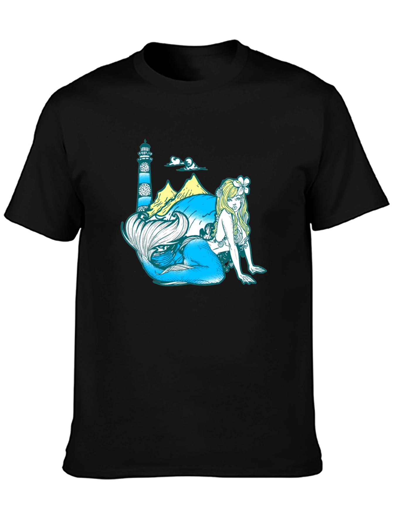 Mermaid Lighthouse Graphic Tee - Coastal Style