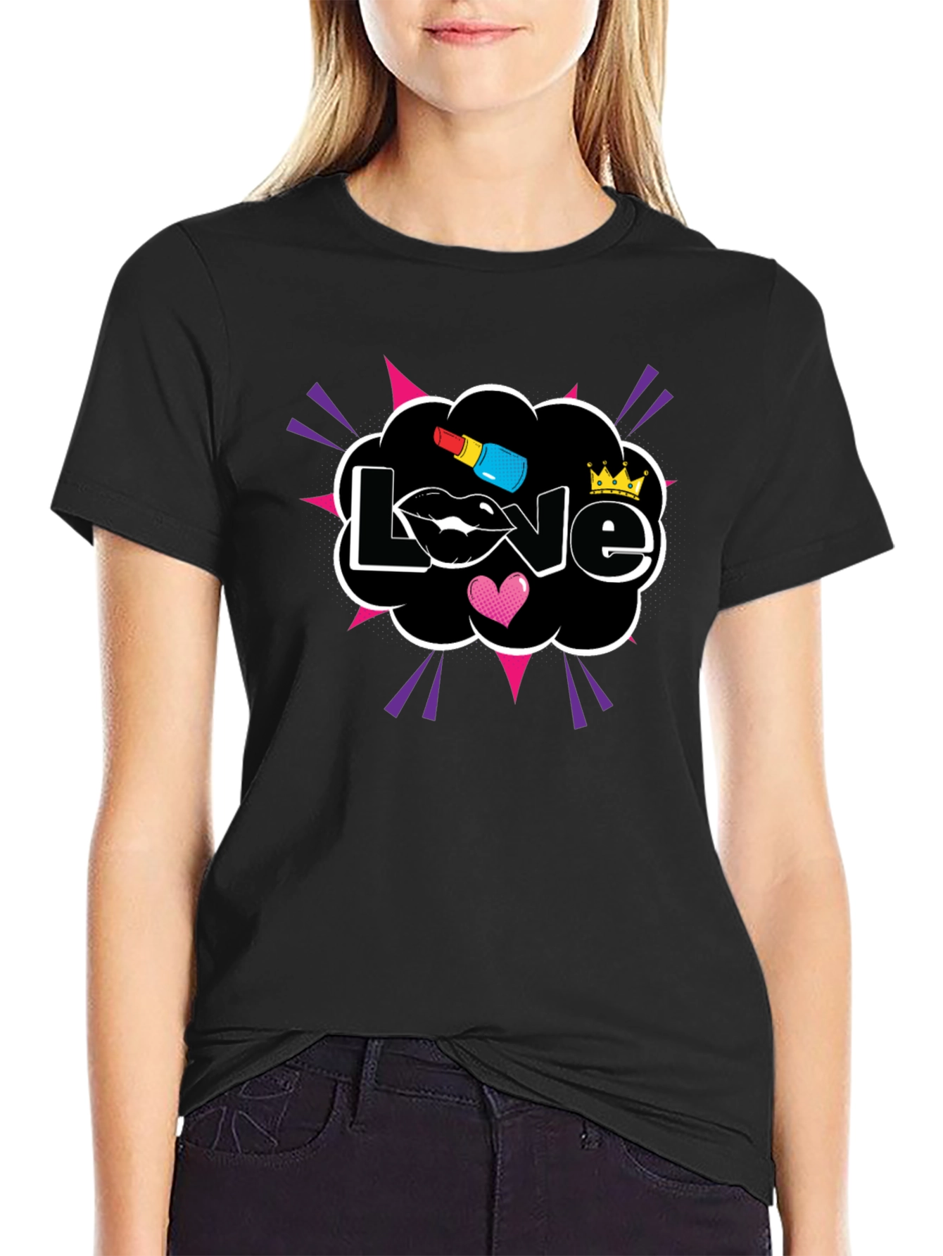 Love Graphic Print T-Shirt Black