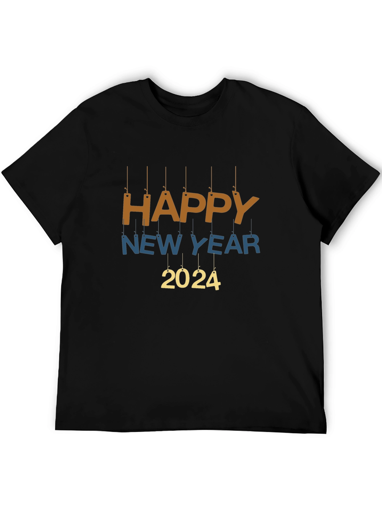 Happy New Year 2024 Graphic Black T-Shirt