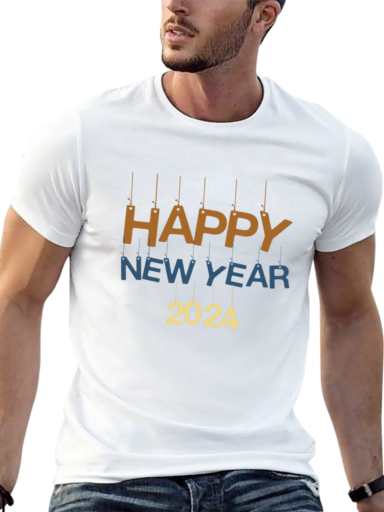 Happy New Year 2024 Graphic Black T-Shirt