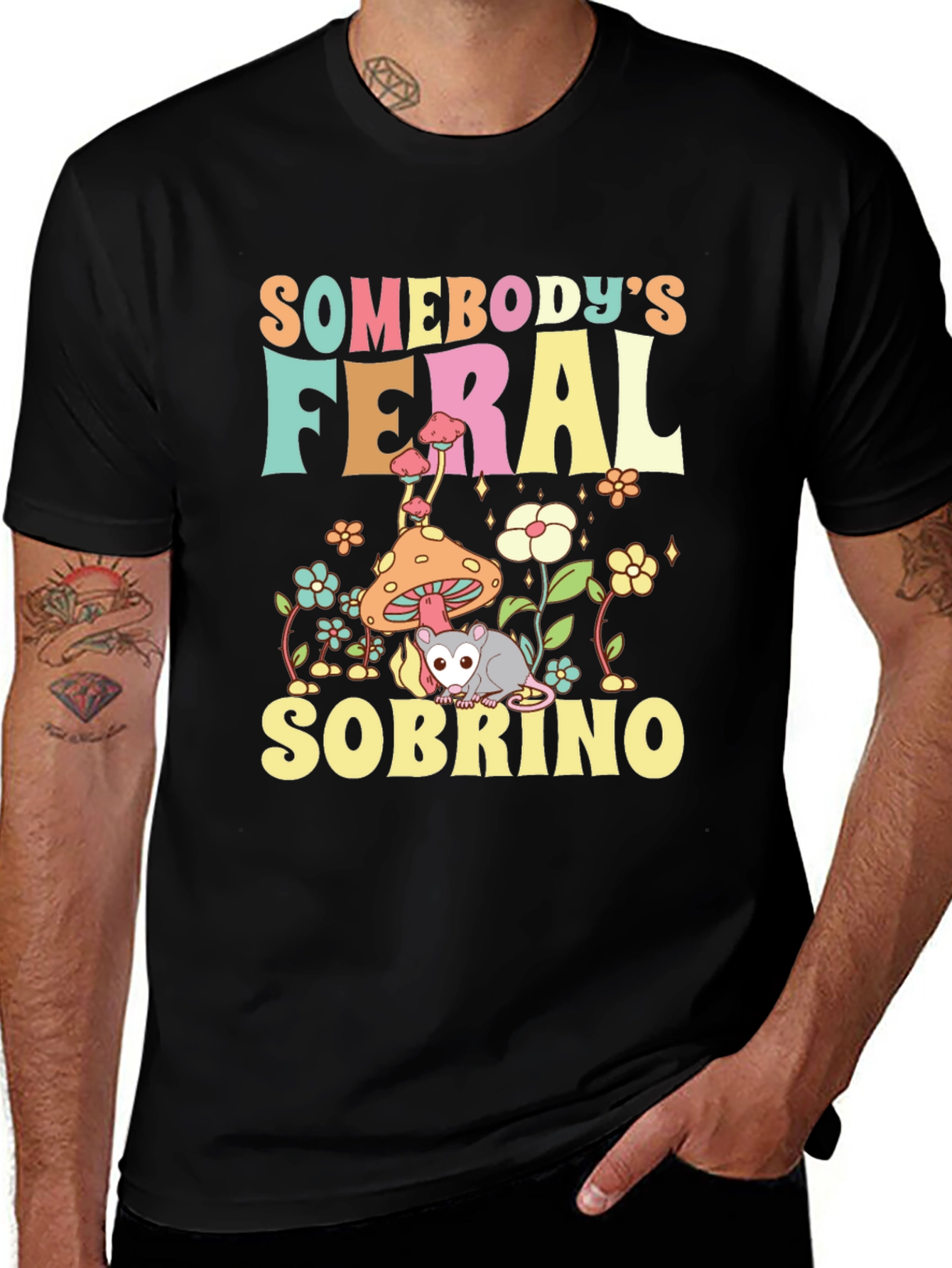 Feral Sobrino Graphic Tee - Unique Possum Design