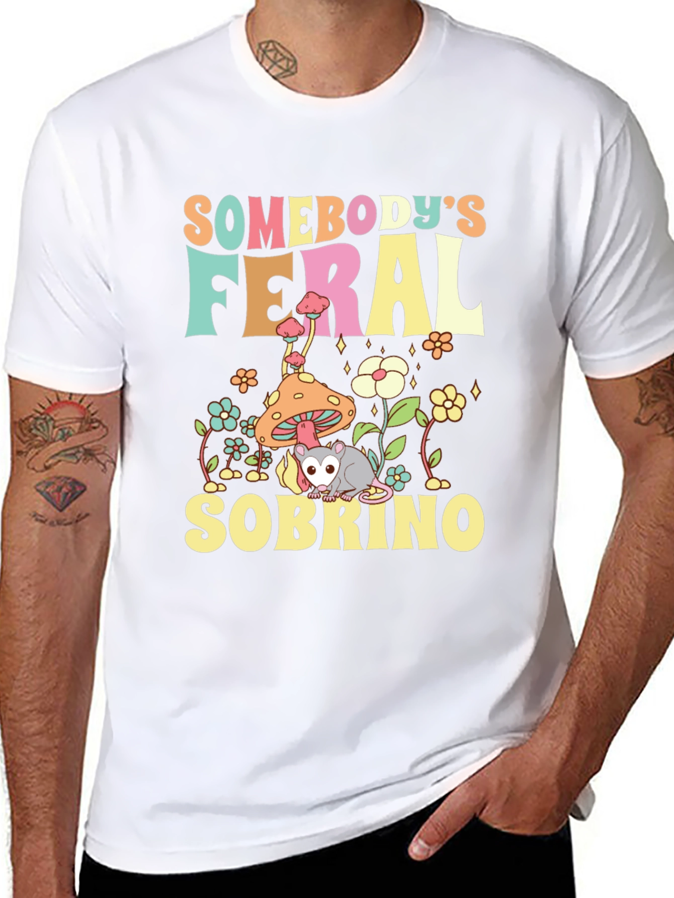 Feral Sobrino Graphic Tee - Unique Possum Design