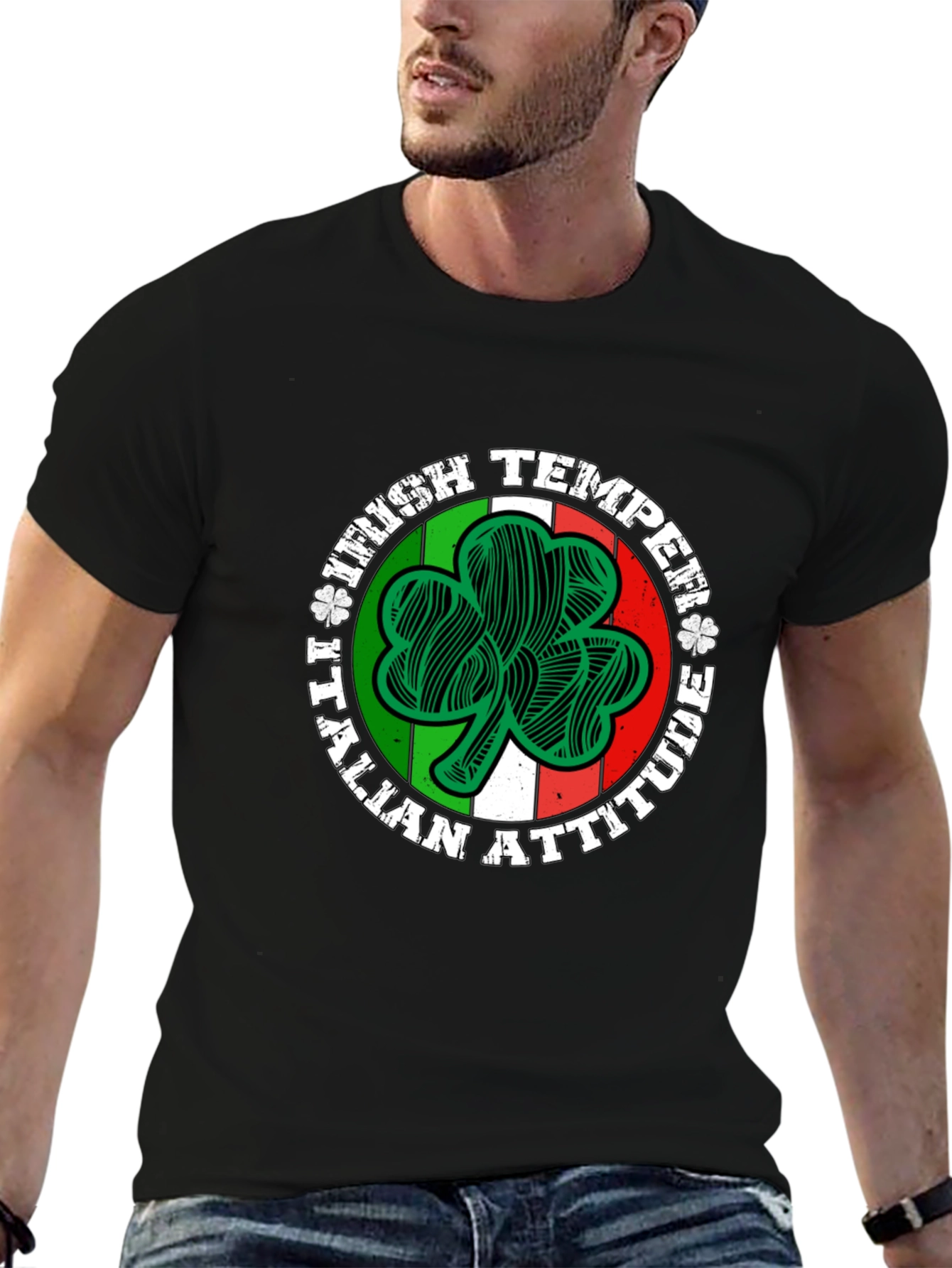 Irish Temper Italian Attitude Black T-Shirt