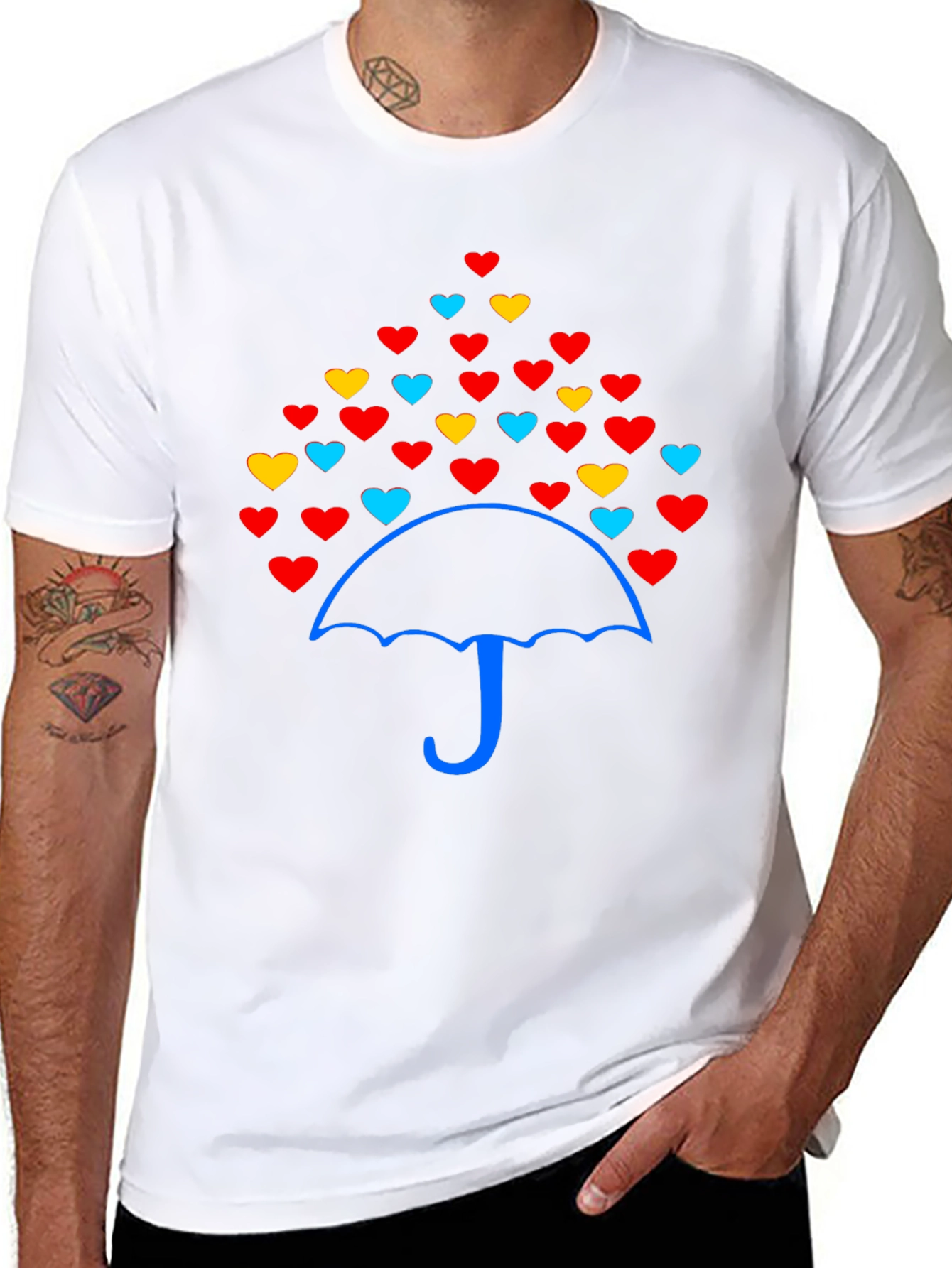 Heart Umbrella Graphic Tee - Stylish & Unique Design