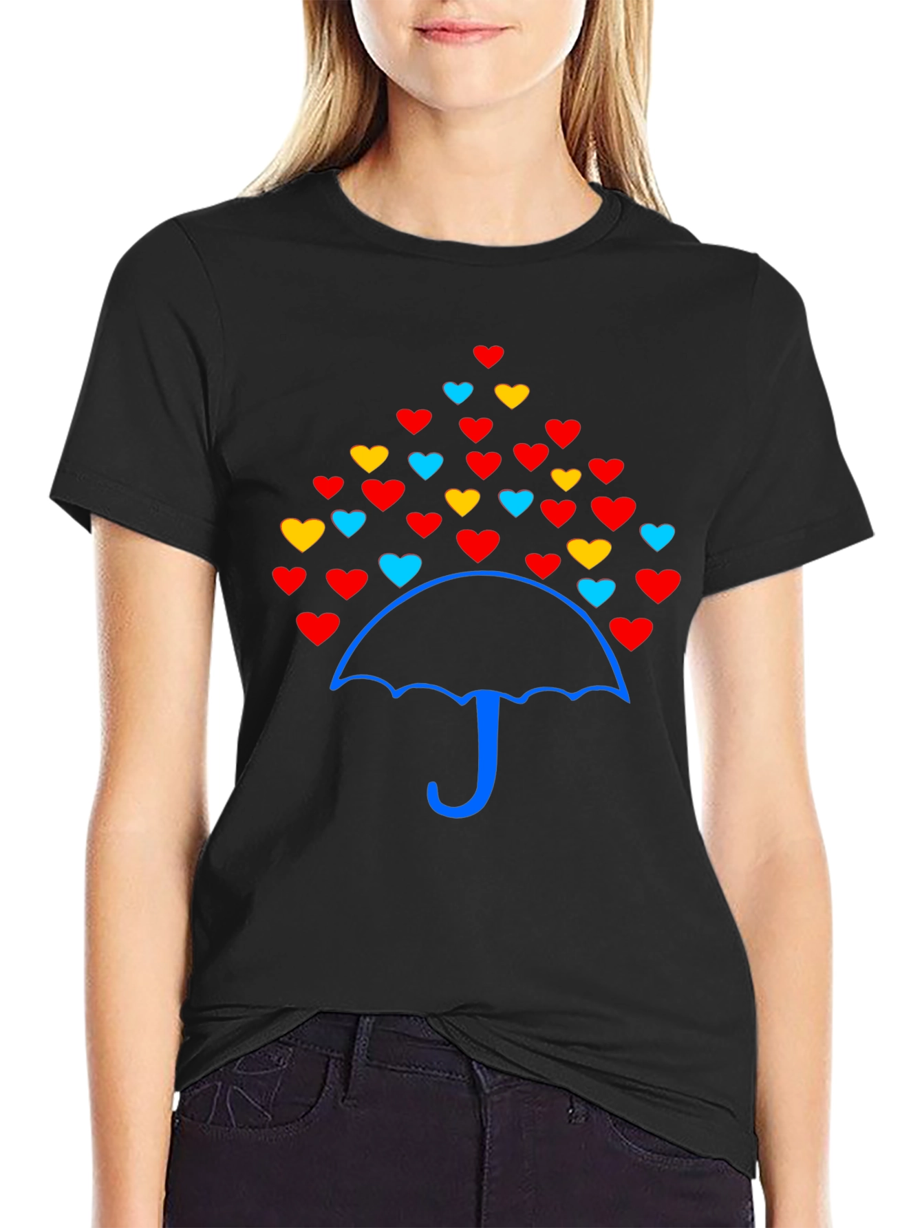 Heart Umbrella Graphic Tee - Stylish & Unique Design