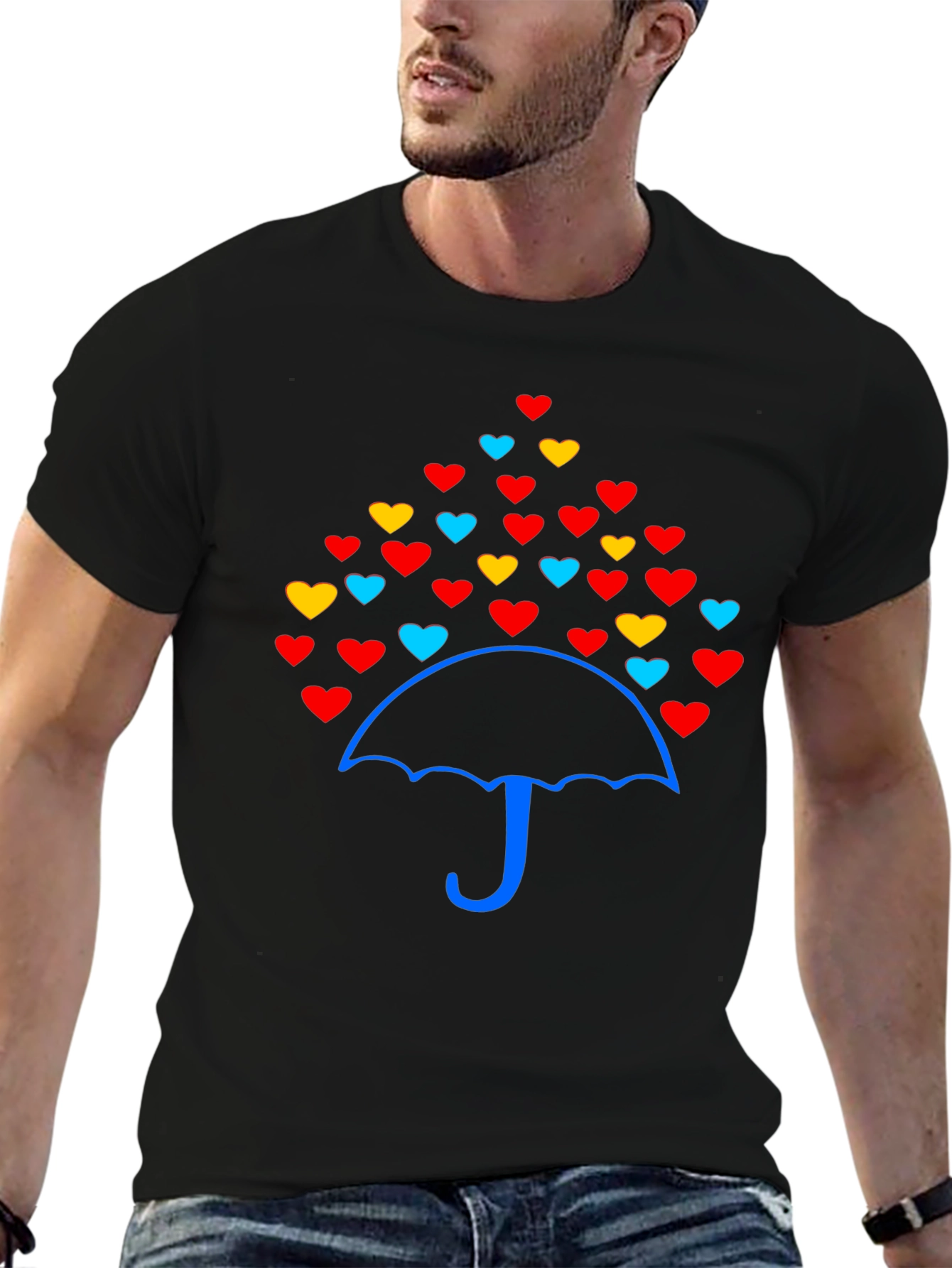 Heart Umbrella Graphic Tee - Stylish & Unique Design
