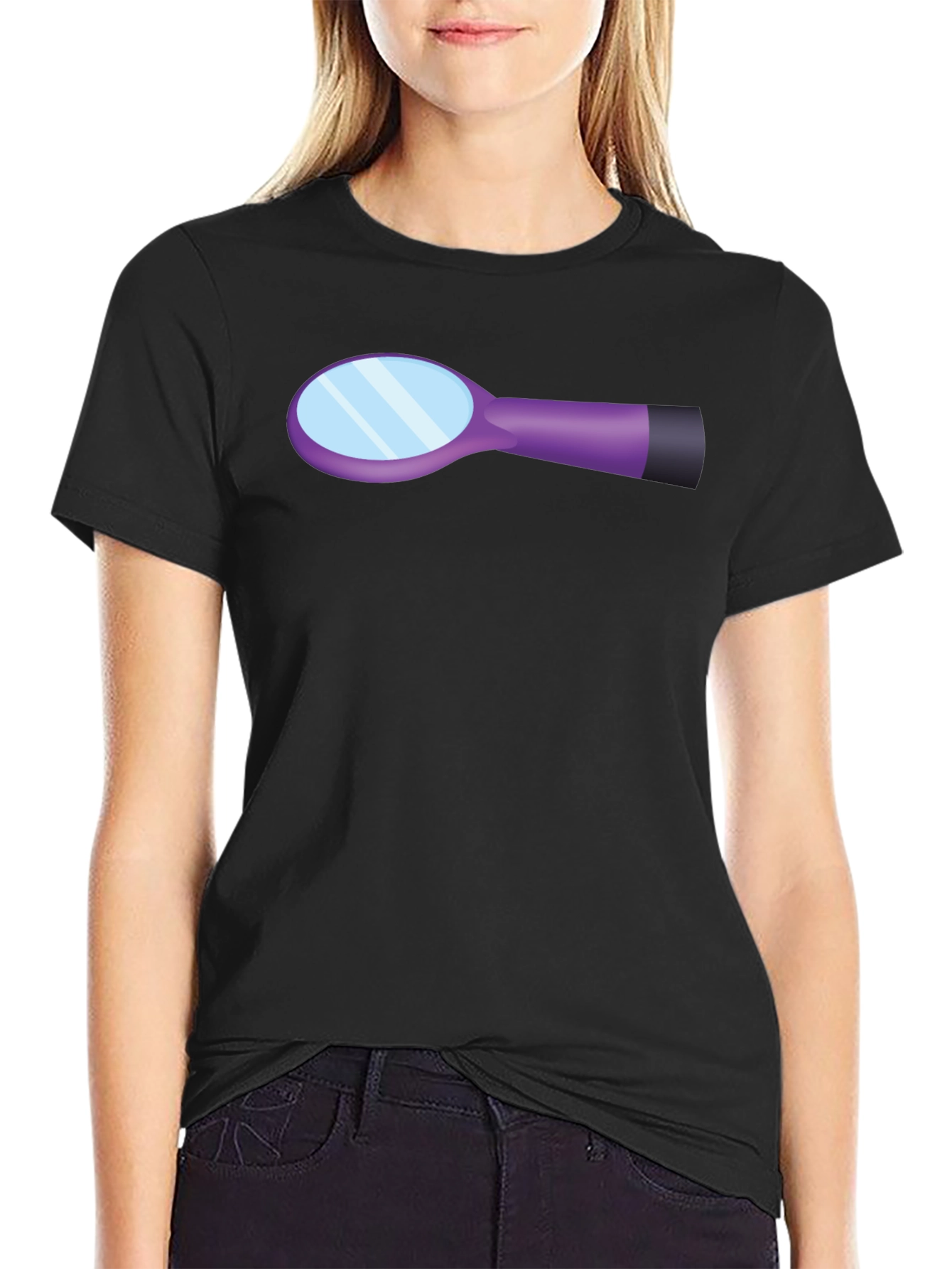 Hairbrush Graphic Black Cotton T-Shirt