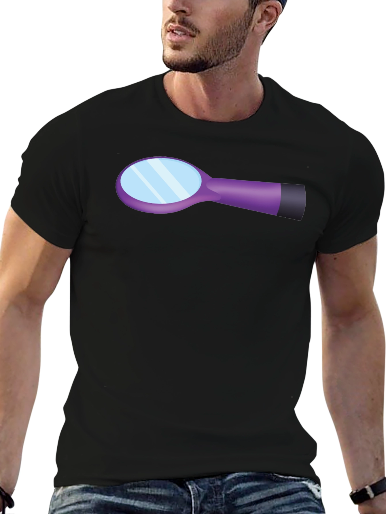Hairbrush Graphic Black Cotton T-Shirt
