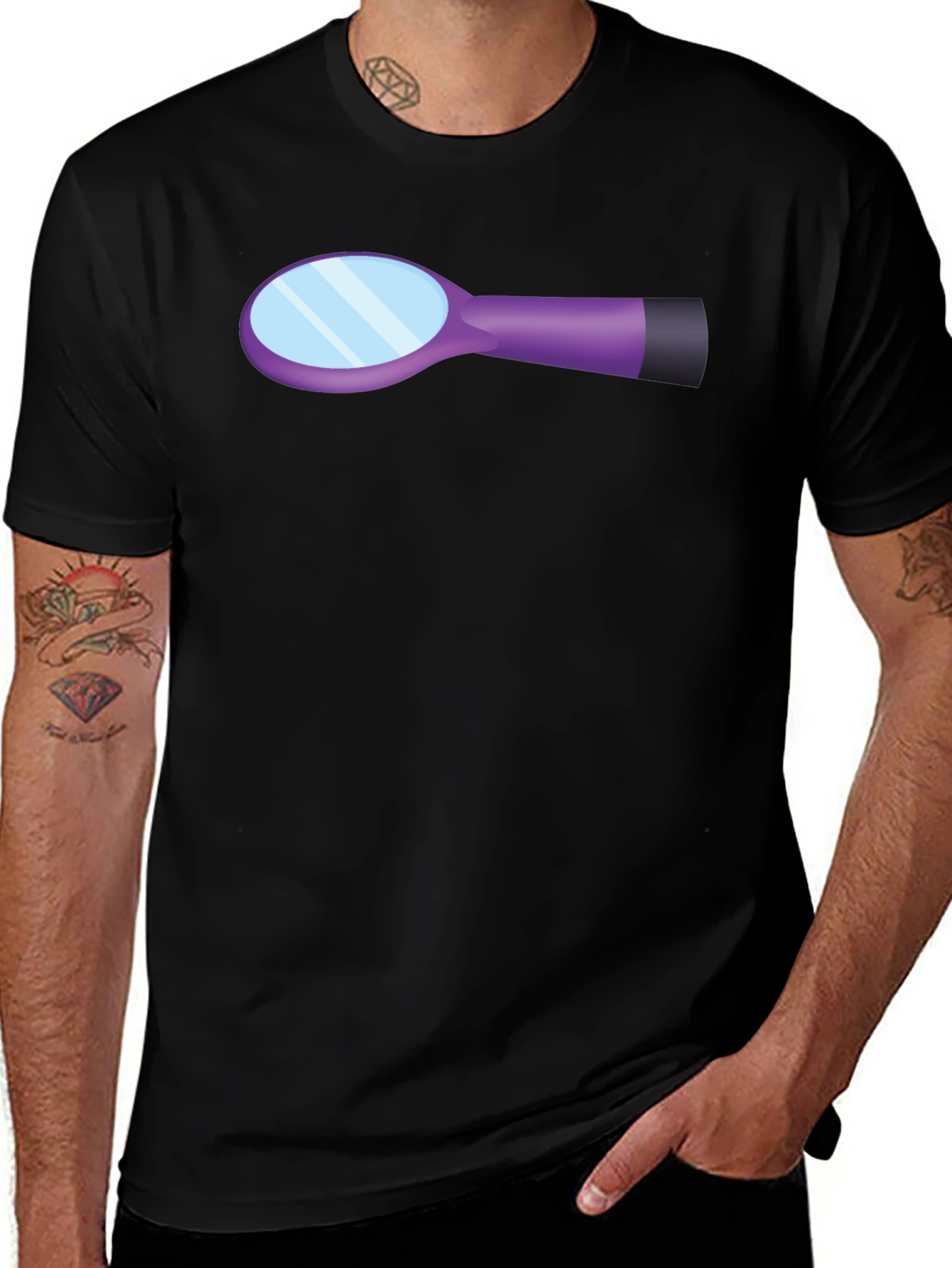Hairbrush Graphic Black Cotton T-Shirt