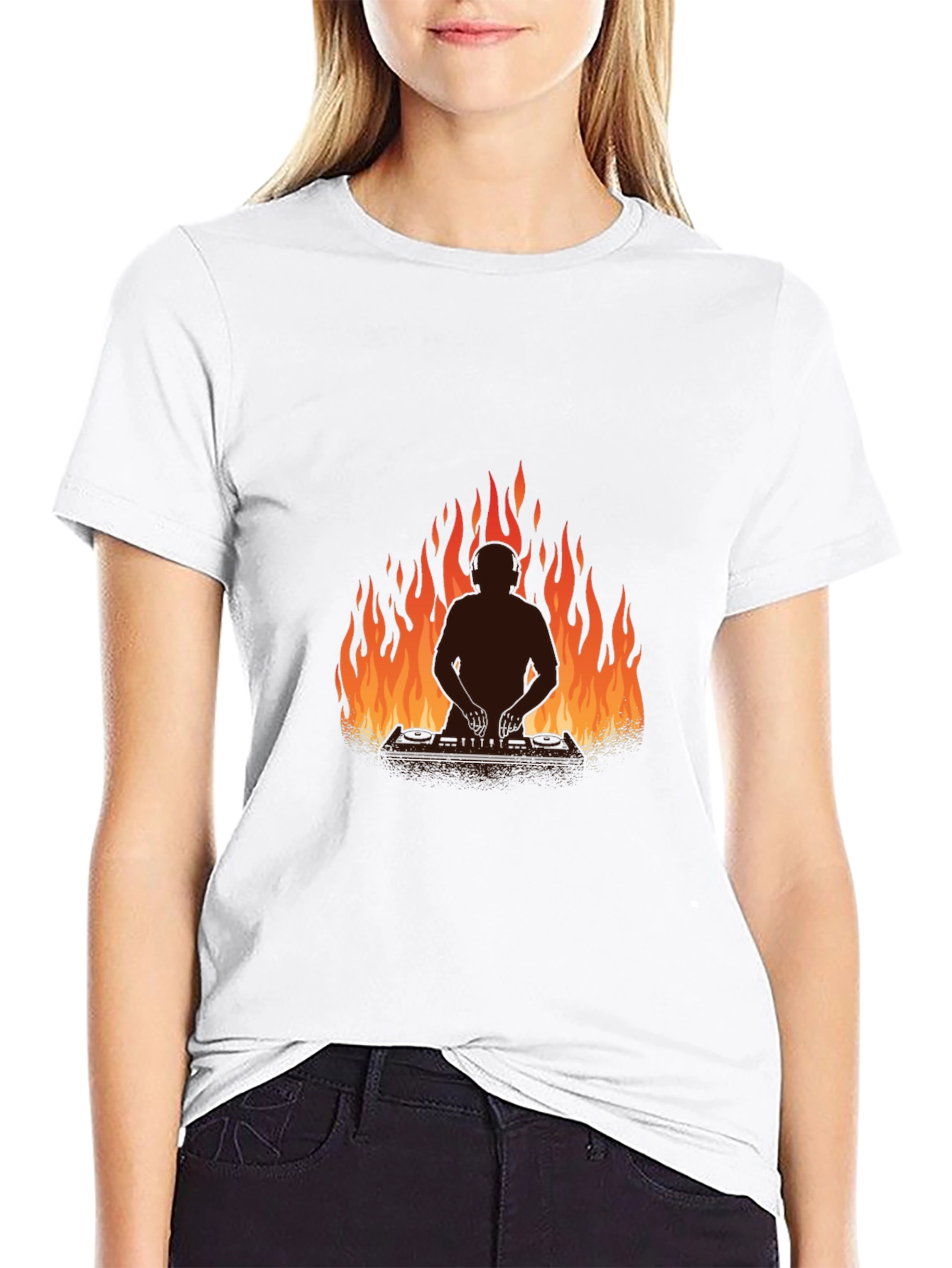 Fiery Silhouette Tee - Bold Graphic Print Shirt