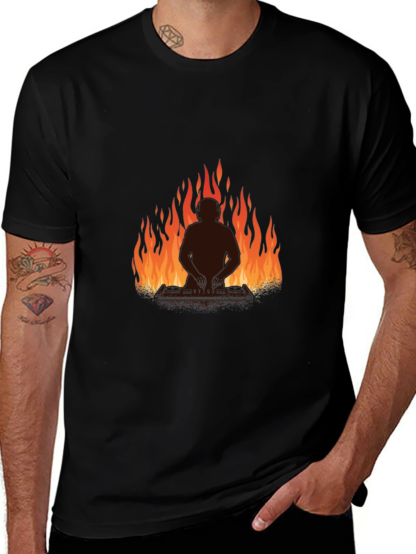 Fiery Silhouette Tee - Bold Graphic Print Shirt