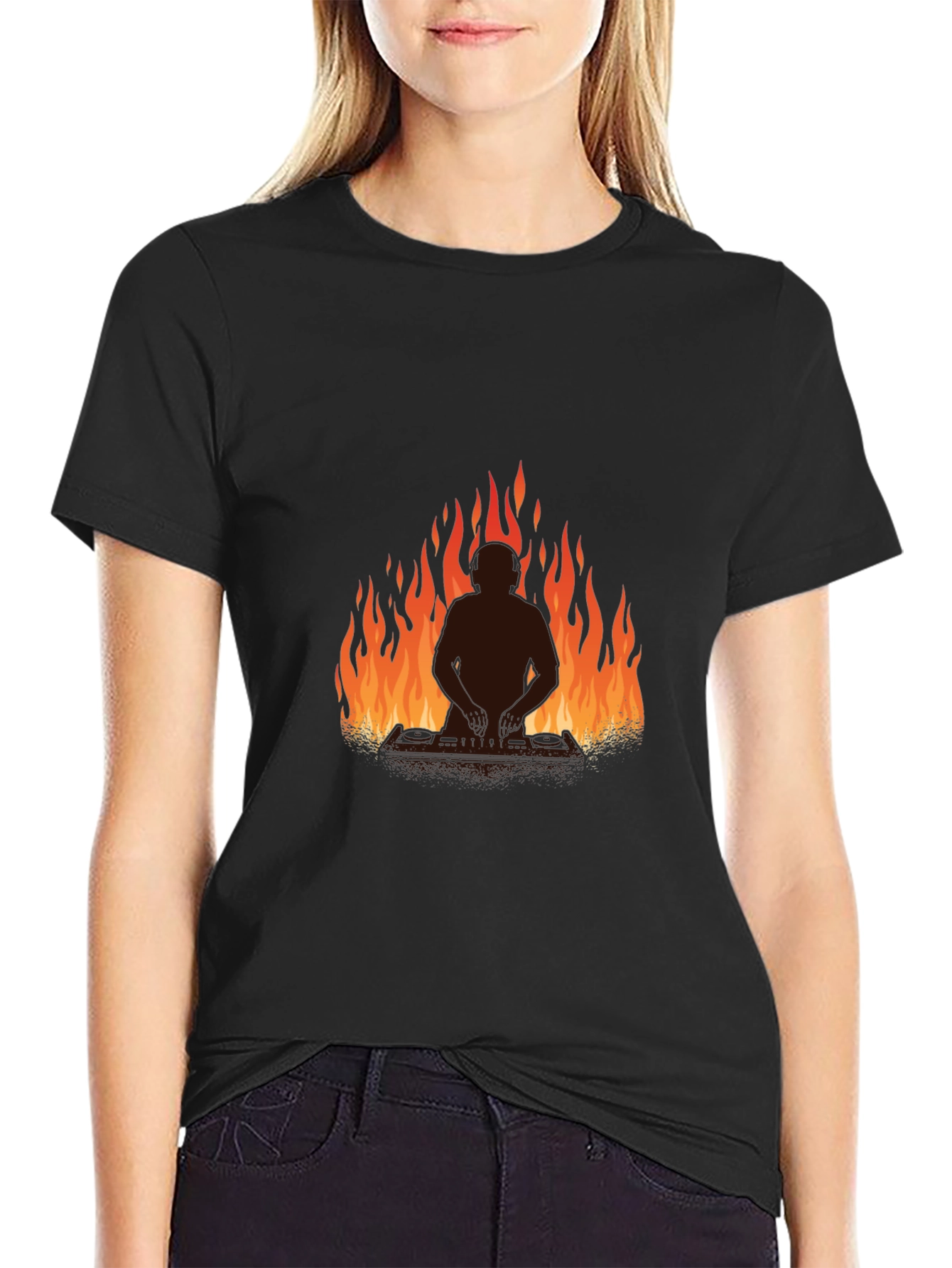Fiery Silhouette Tee - Bold Graphic Print Shirt