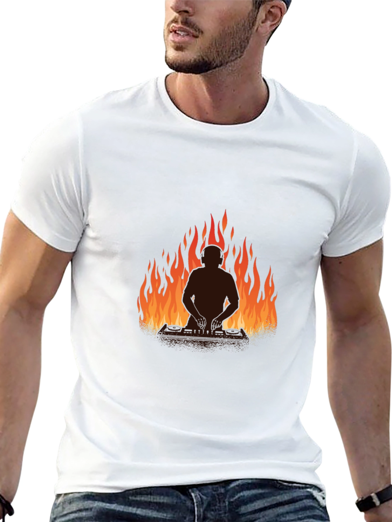 Fiery Silhouette Tee - Bold Graphic Print Shirt