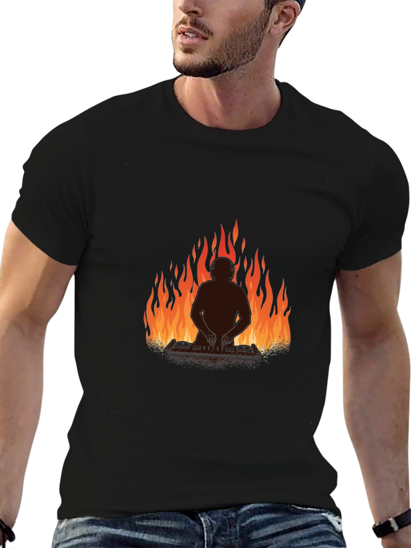 Fiery Silhouette Tee - Bold Graphic Print Shirt