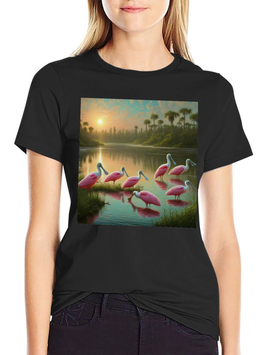 Spoonbill Sunset T-Shirt: Natures Elegance