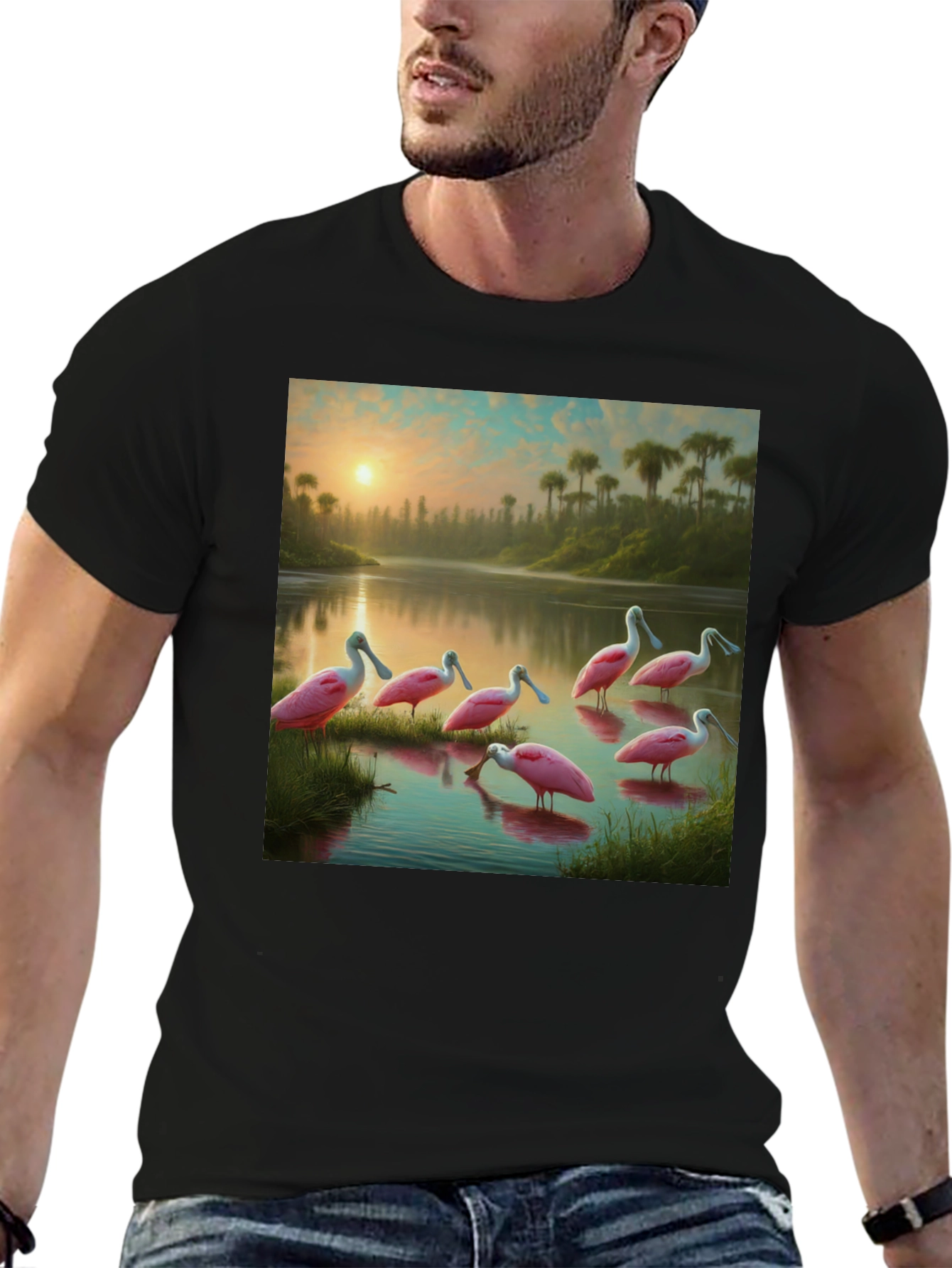 Spoonbill Sunset T-Shirt: Natures Elegance