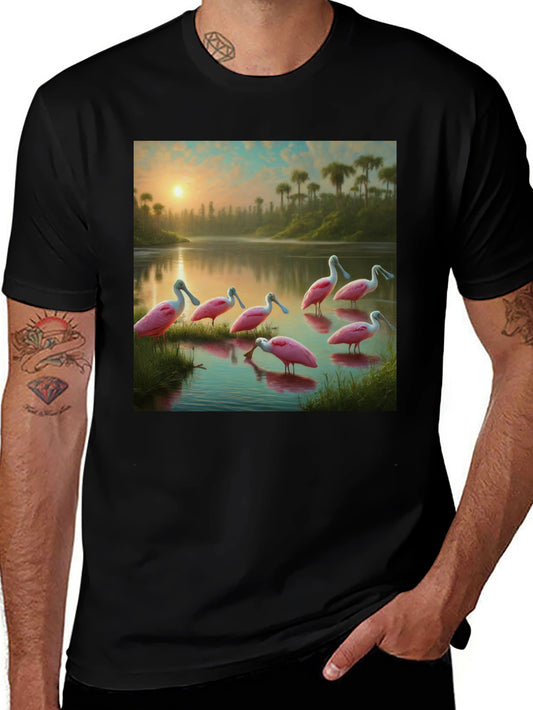 Spoonbill Sunset T-Shirt: Natures Elegance
