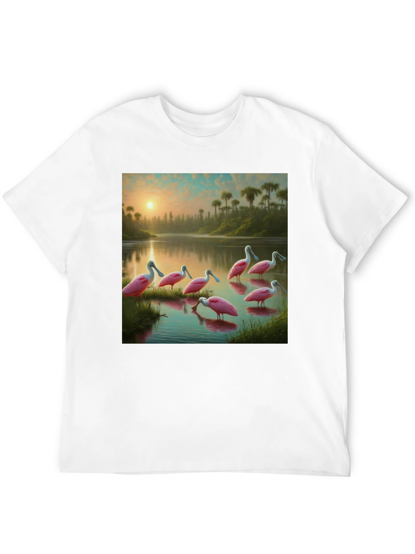 Spoonbill Sunset T-Shirt: Natures Elegance