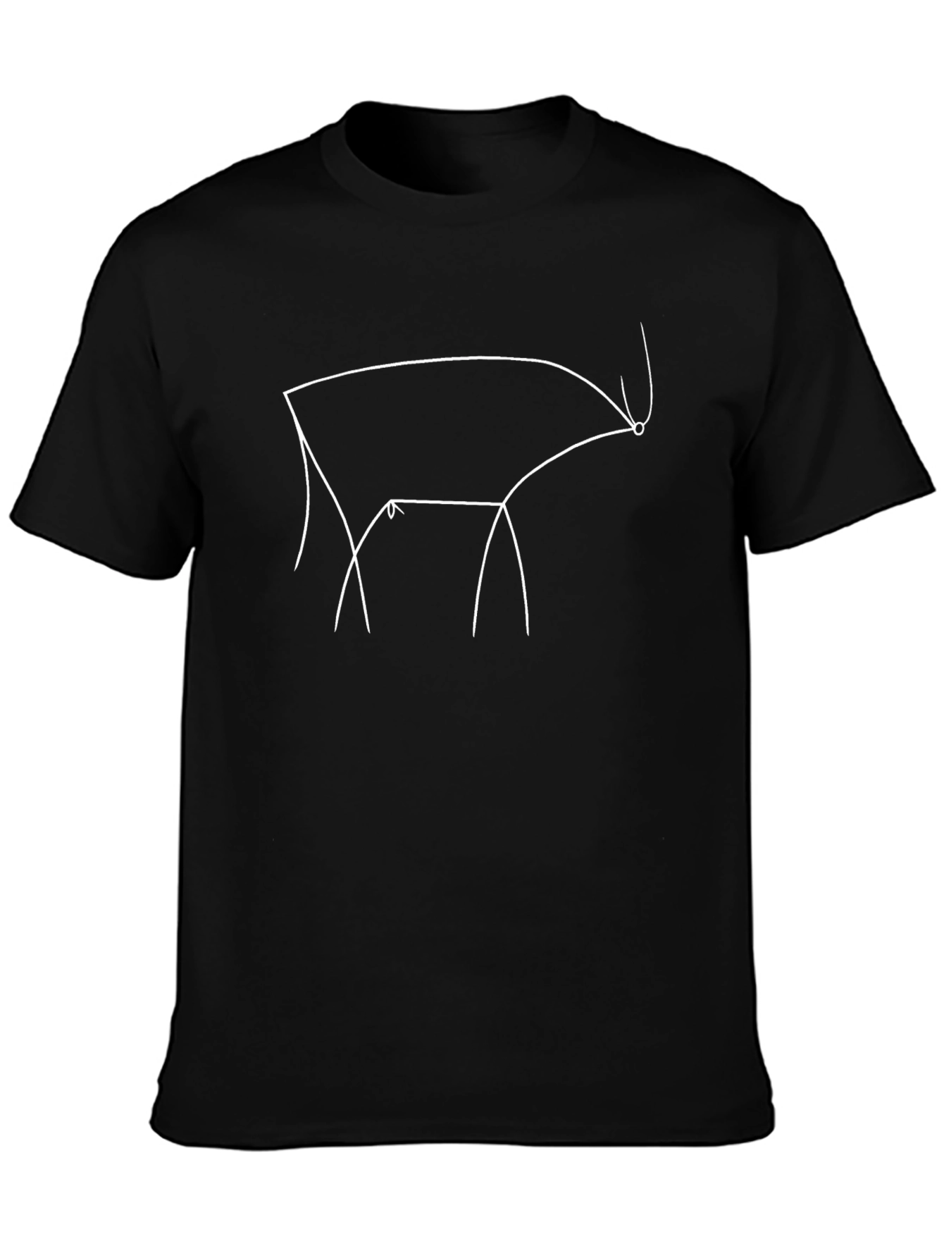 Minimalist Bull Line Art Black T-Shirt