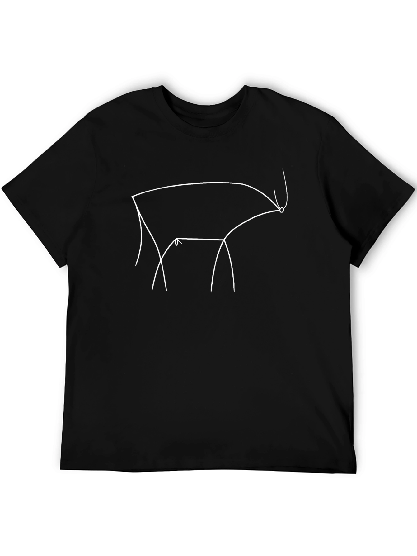 Minimalist Bull Line Art Black T-Shirt