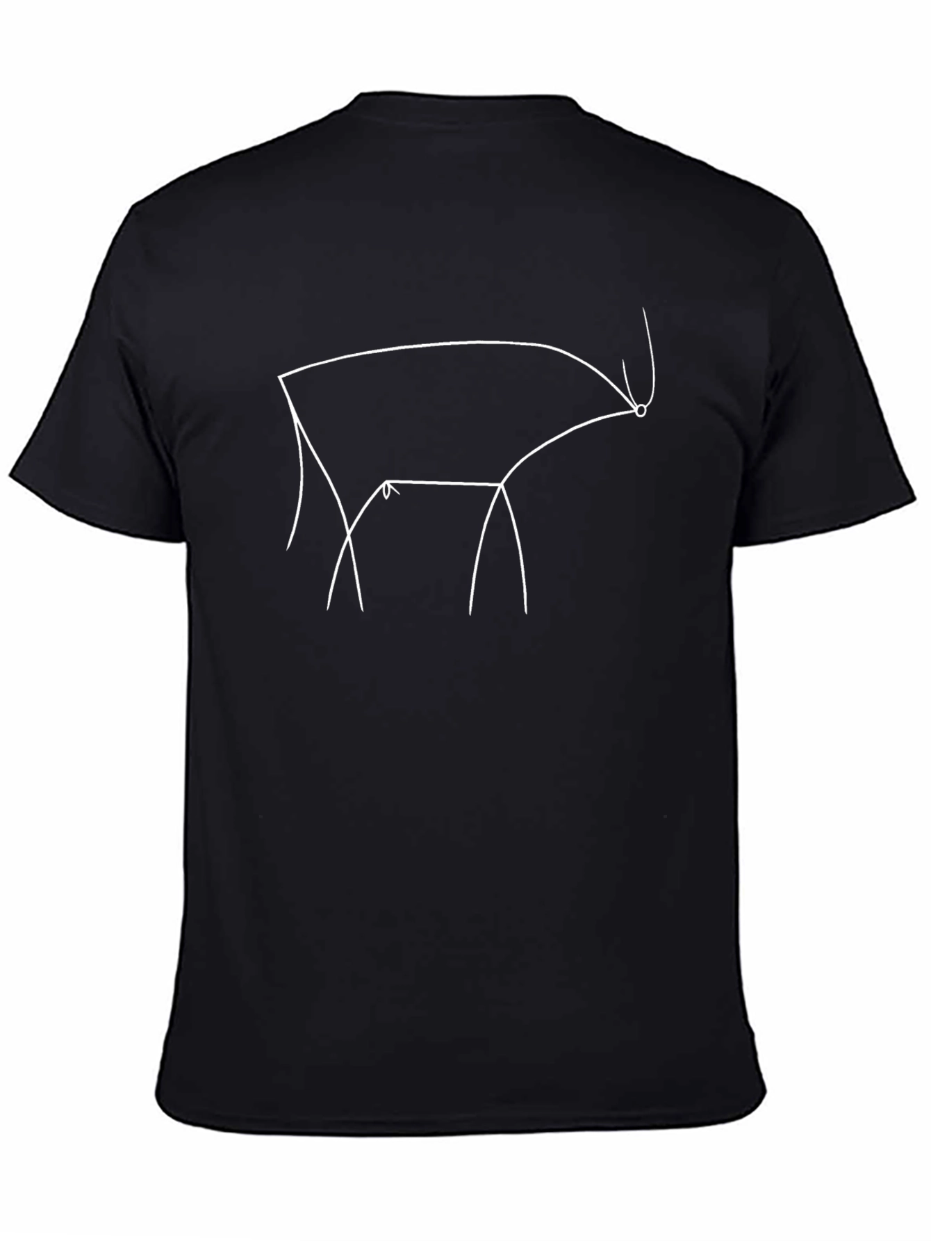 Minimalist Bull Line Art Black T-Shirt