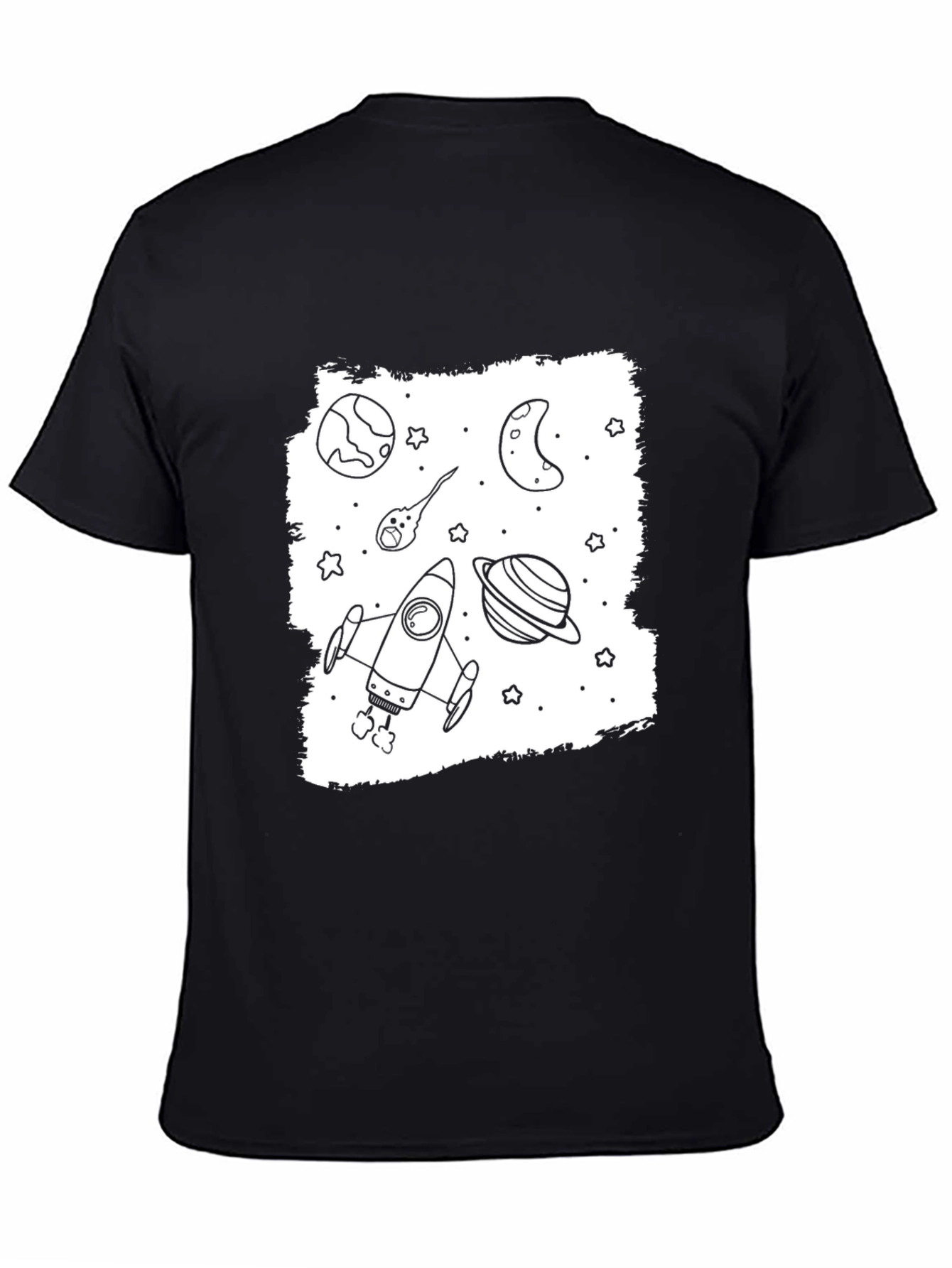 Space Doodle Graphic Black T-Shirt