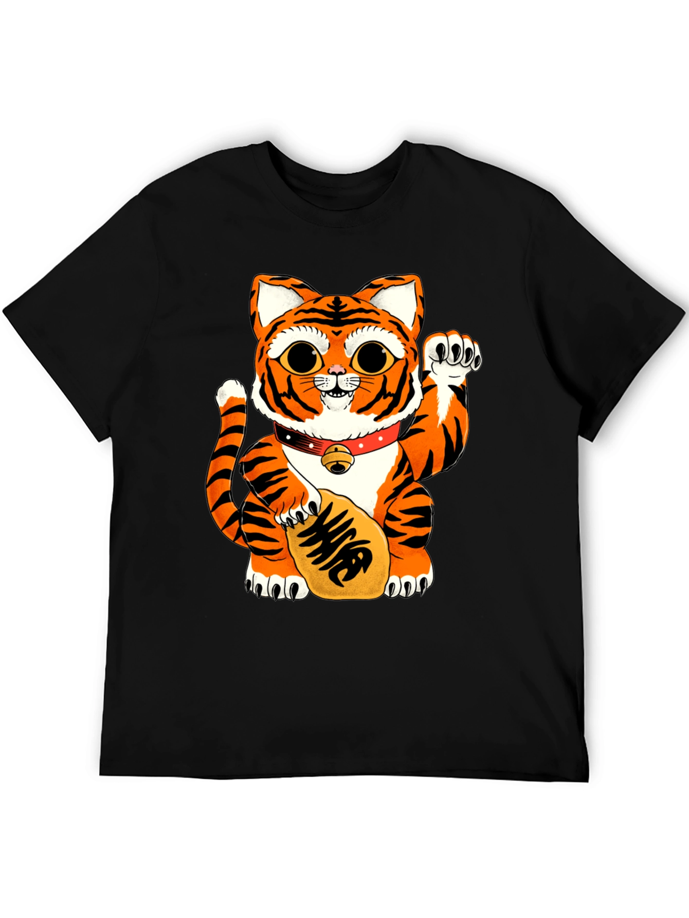 Lucky Cat Tiger Graphic Tee - Black
