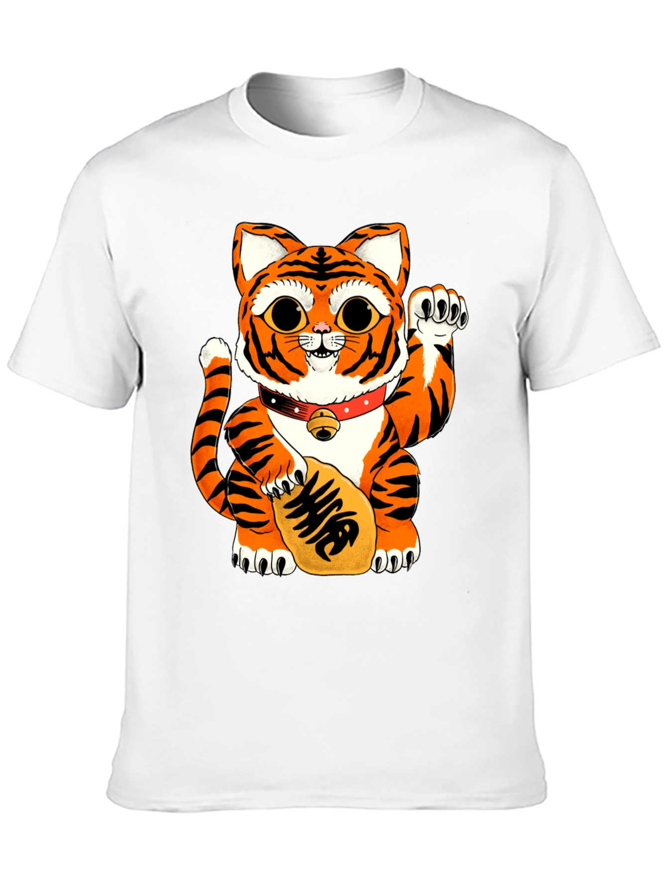 Lucky Cat Tiger Graphic Tee - Black