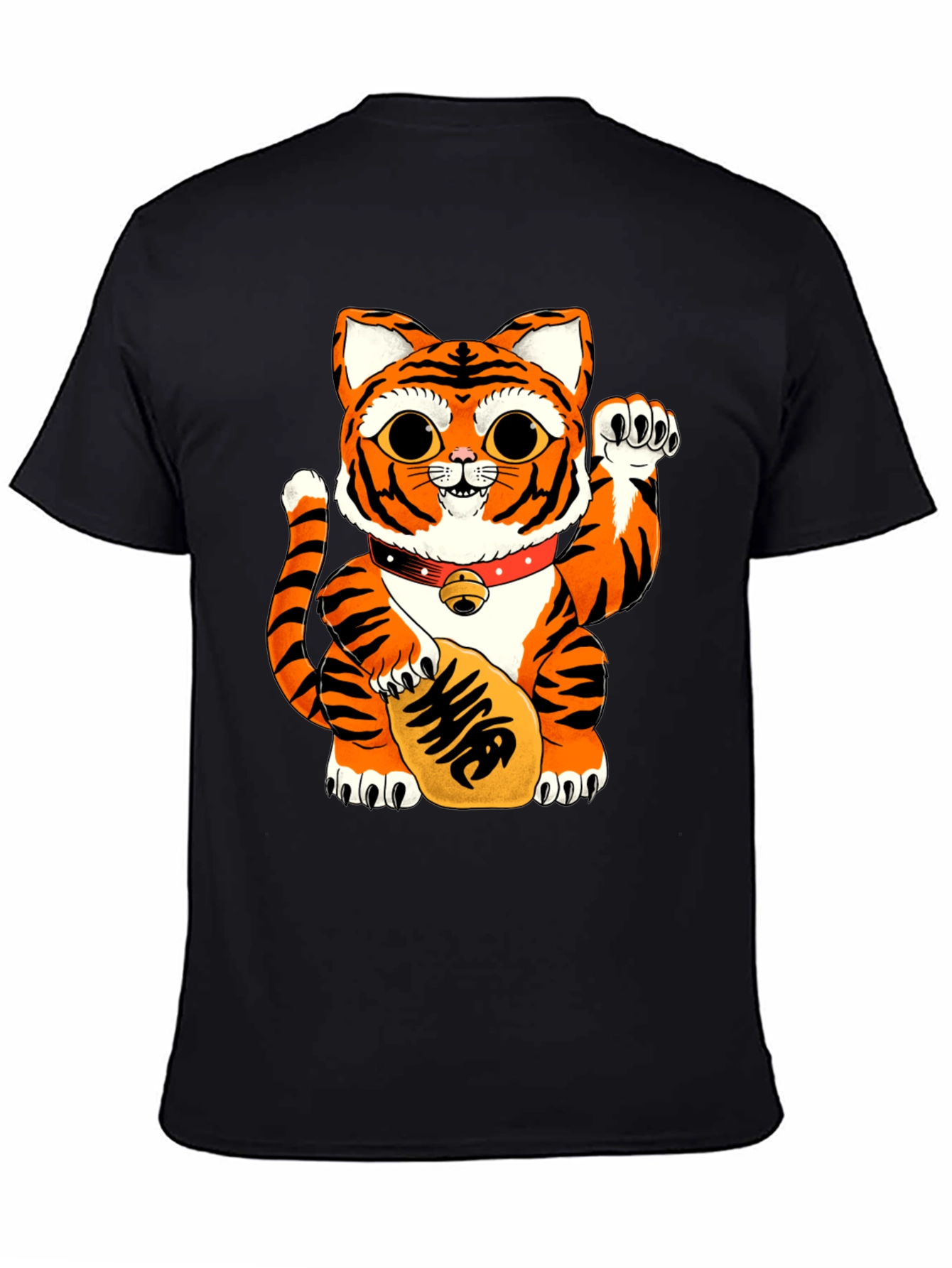 Lucky Cat Tiger Graphic Tee - Black