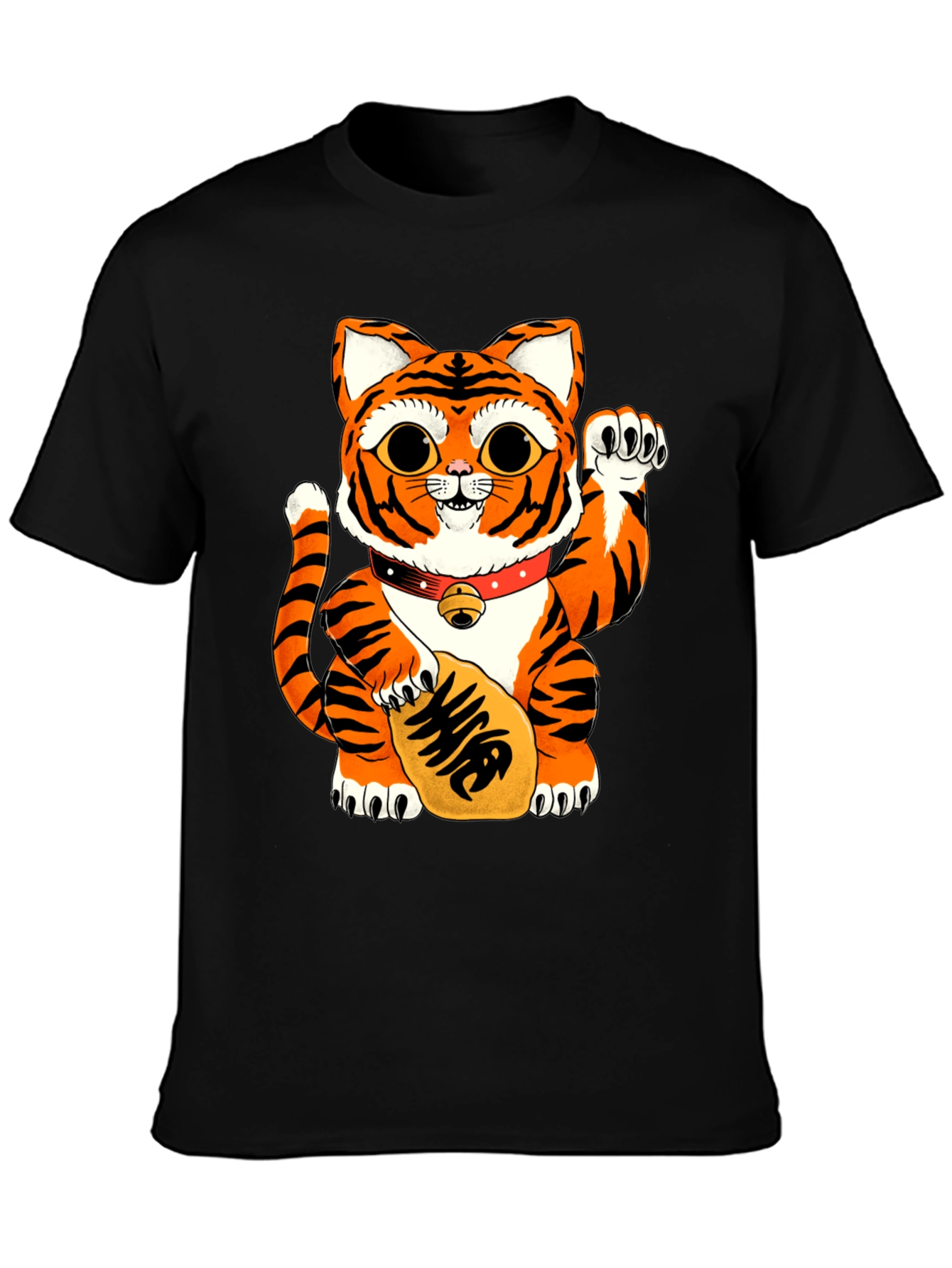 Lucky Cat Tiger Graphic Tee - Black