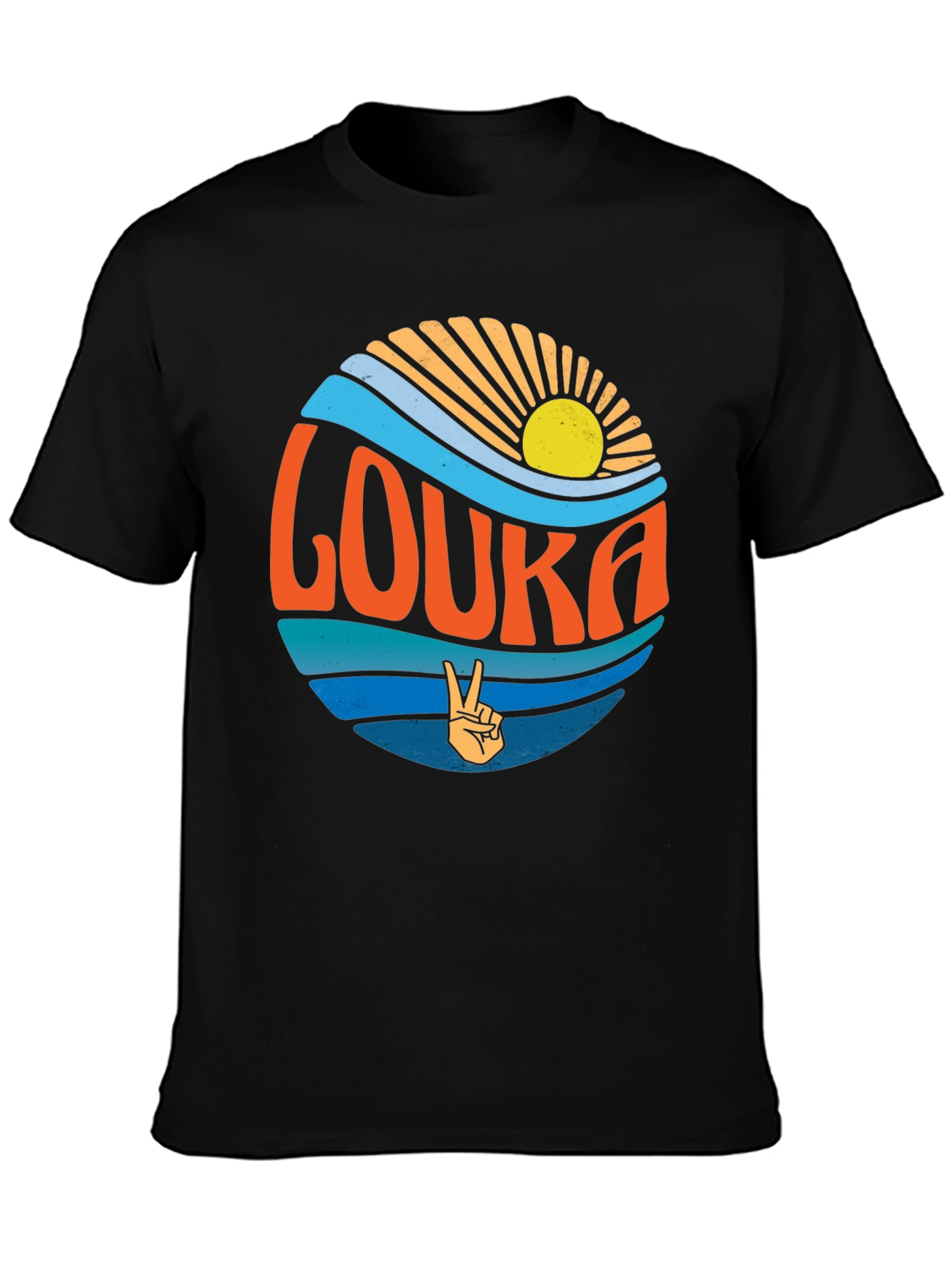Retro Louka T-Shirt - Peace Sun and Waves