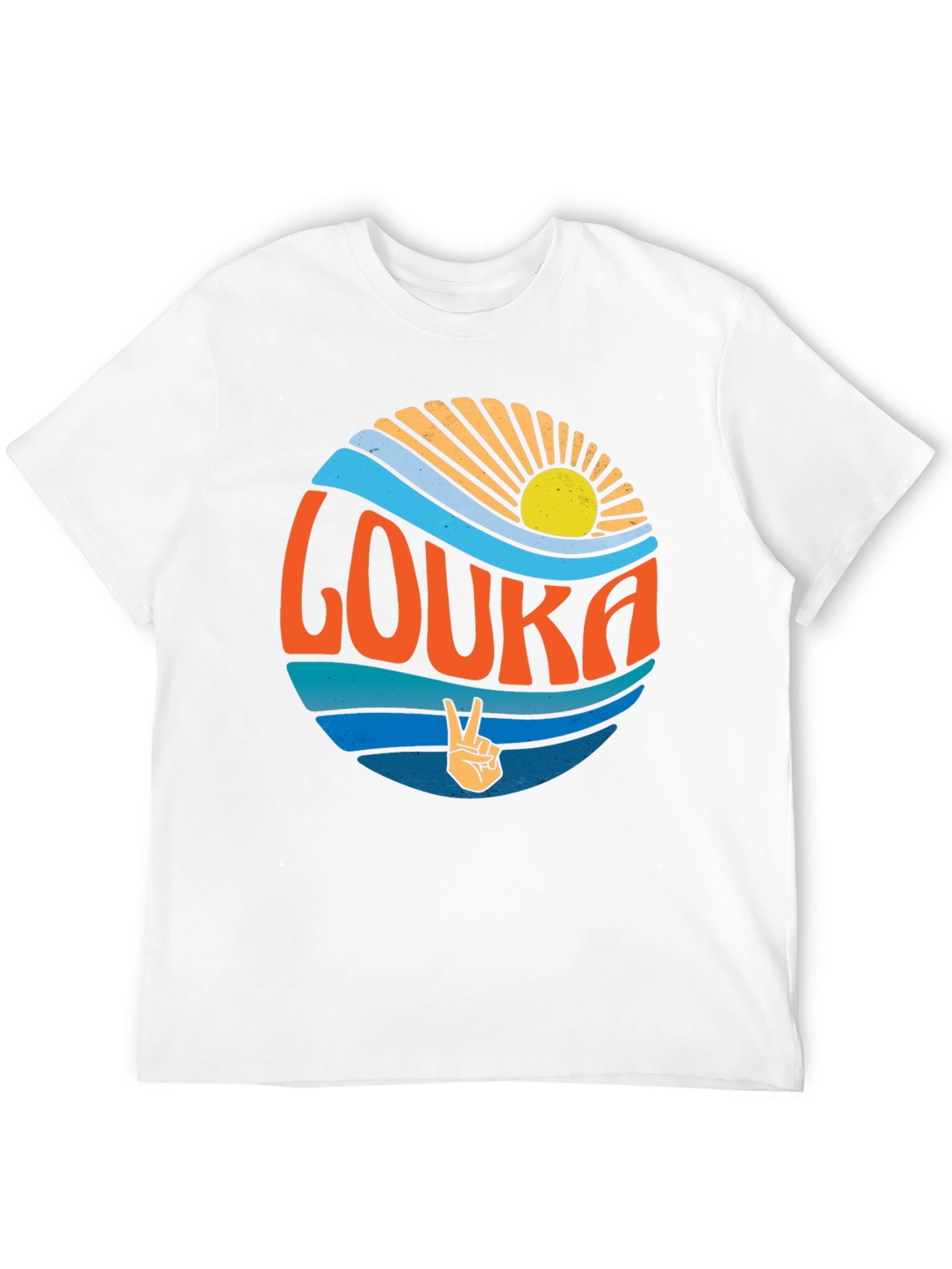 Retro Louka T-Shirt - Peace Sun and Waves