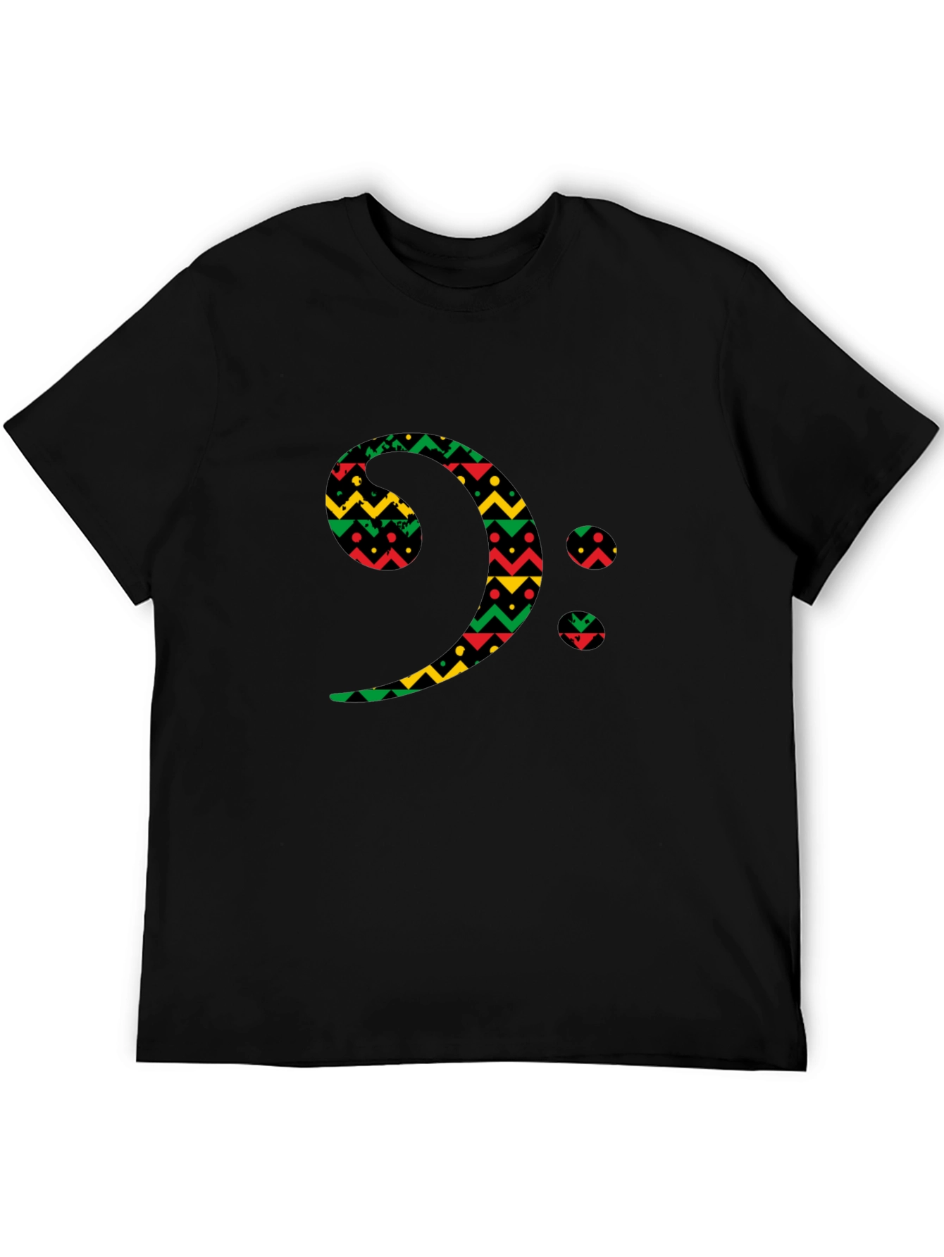 Bass Clef Black T-Shirt Afro Print