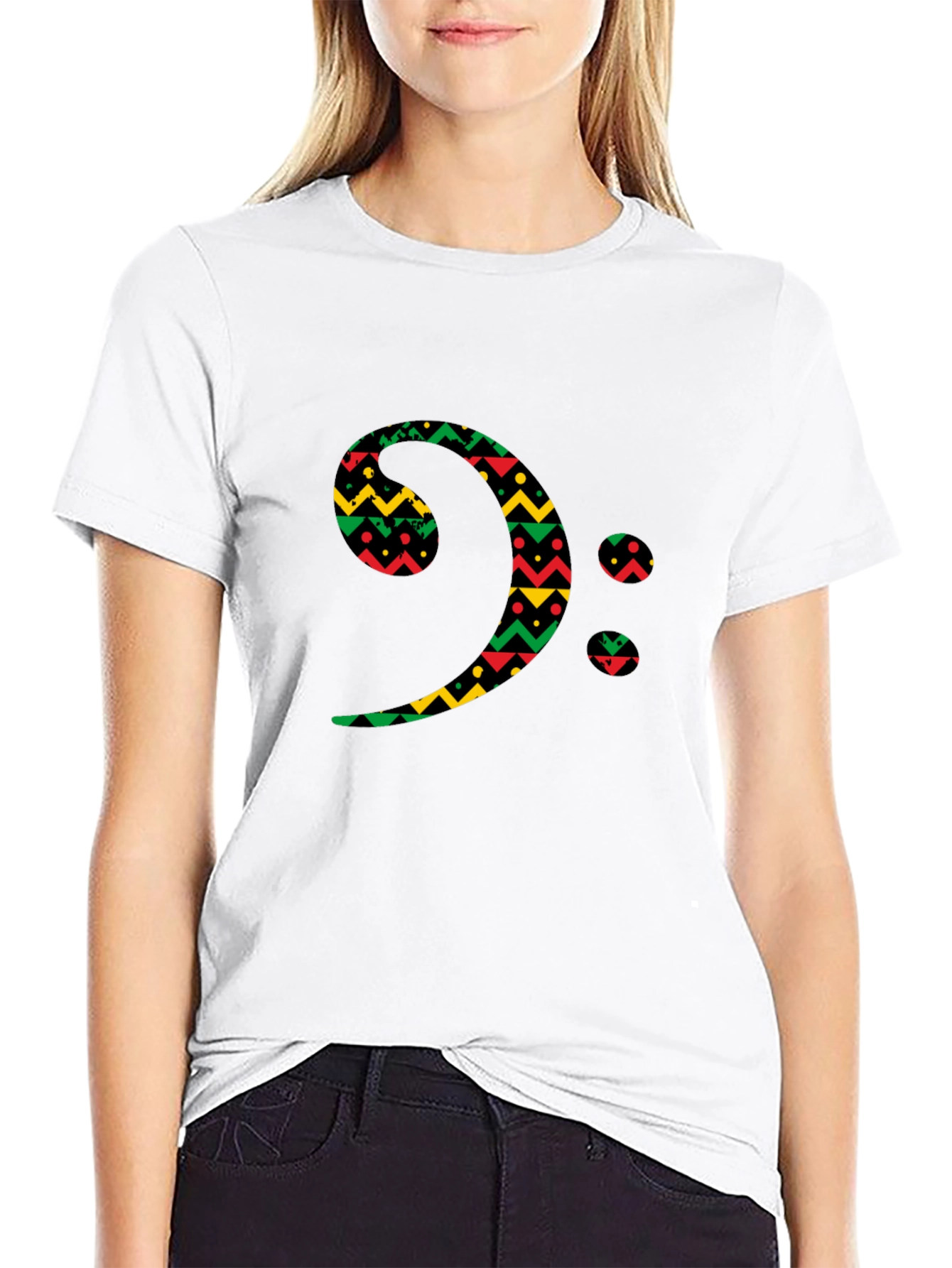 Bass Clef Black T-Shirt Afro Print