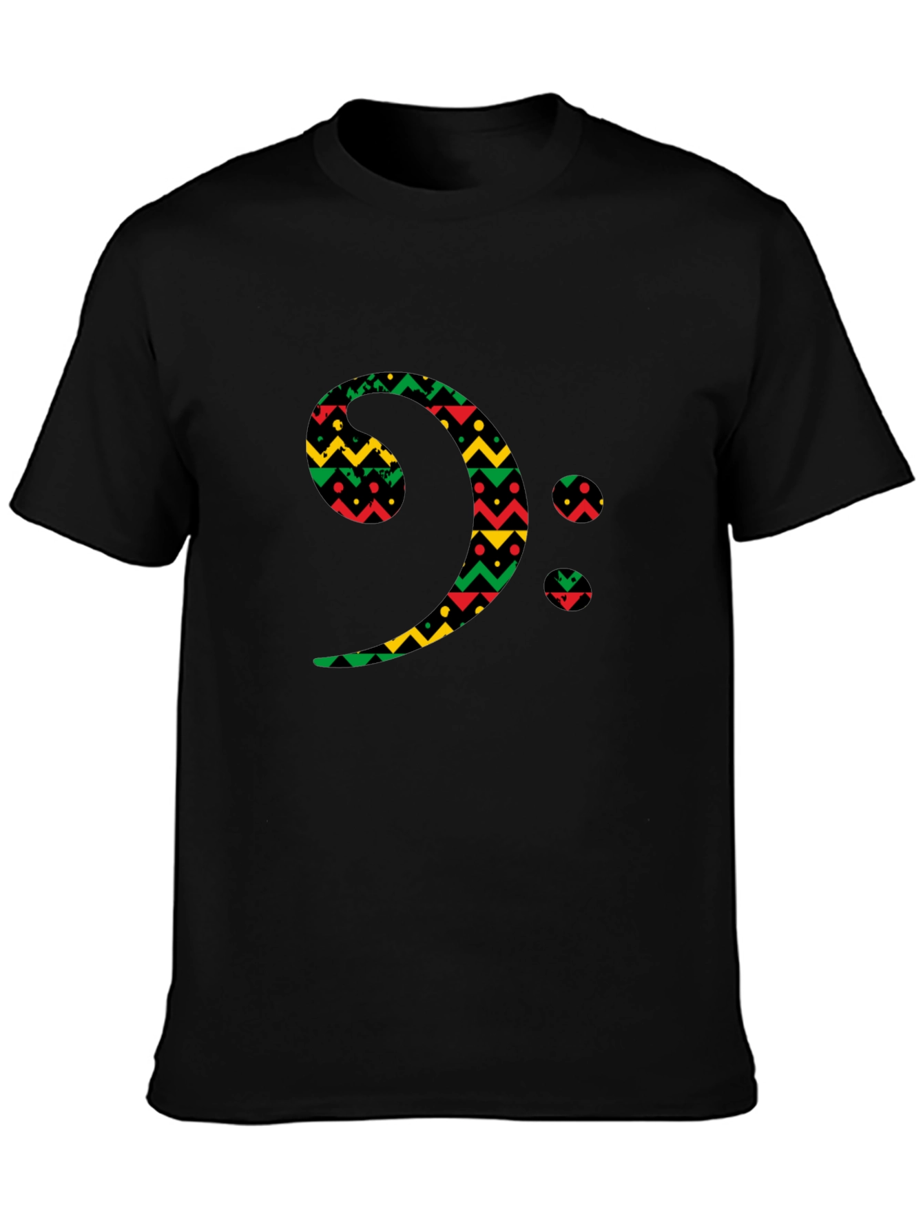 Bass Clef Black T-Shirt Afro Print
