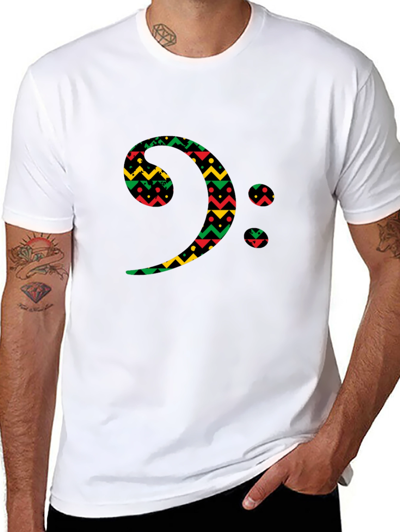 Bass Clef Black T-Shirt Afro Print