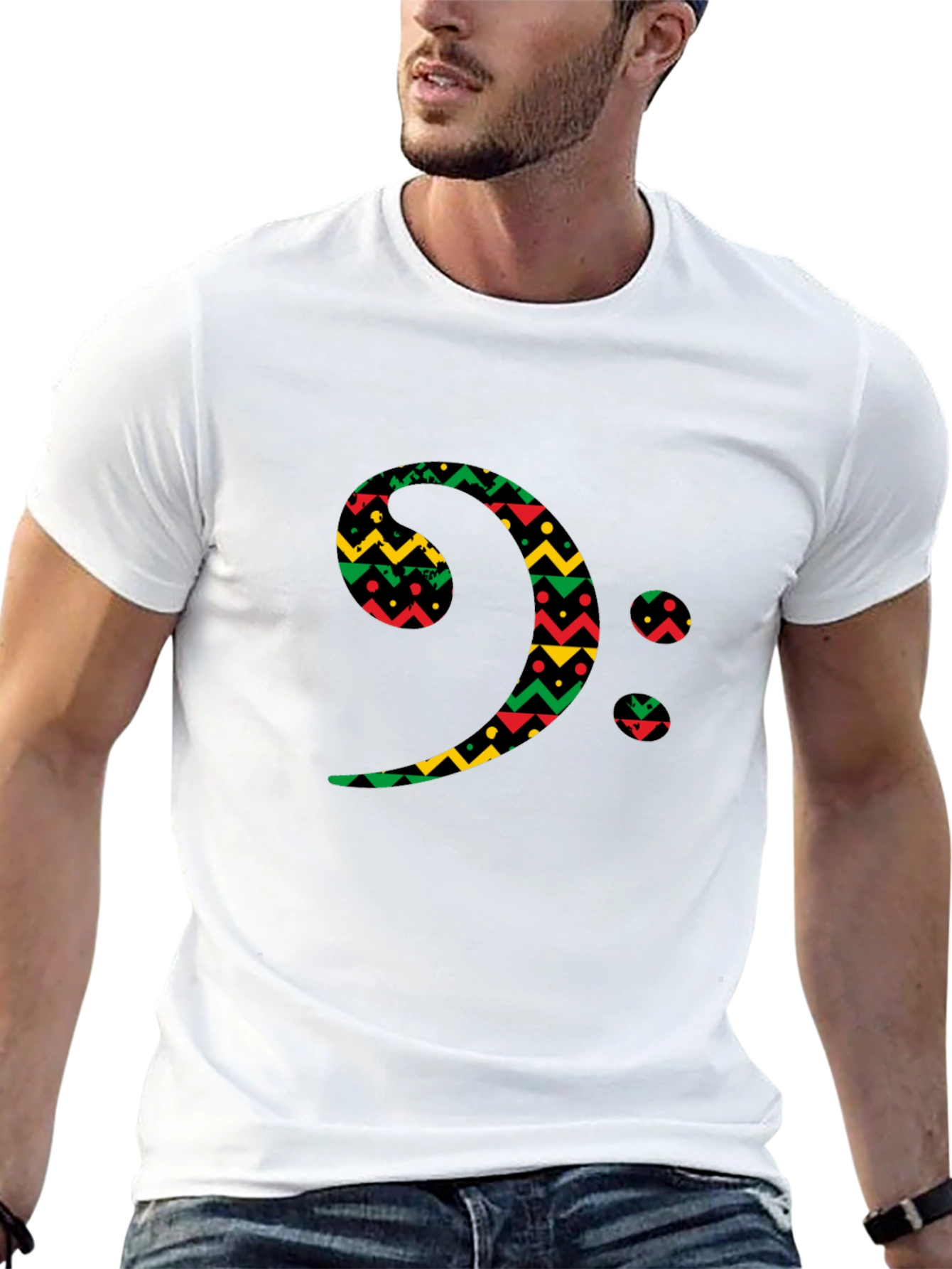 Bass Clef Black T-Shirt Afro Print