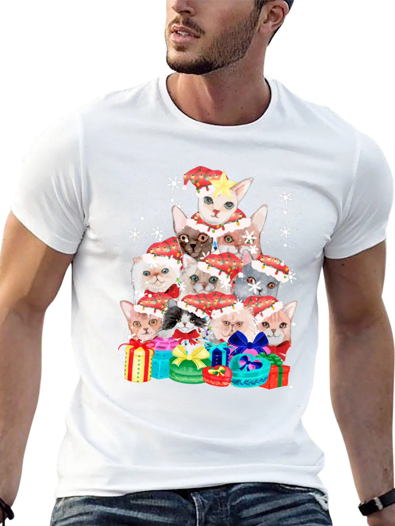 Festive Cats Christmas Tree T-Shirt