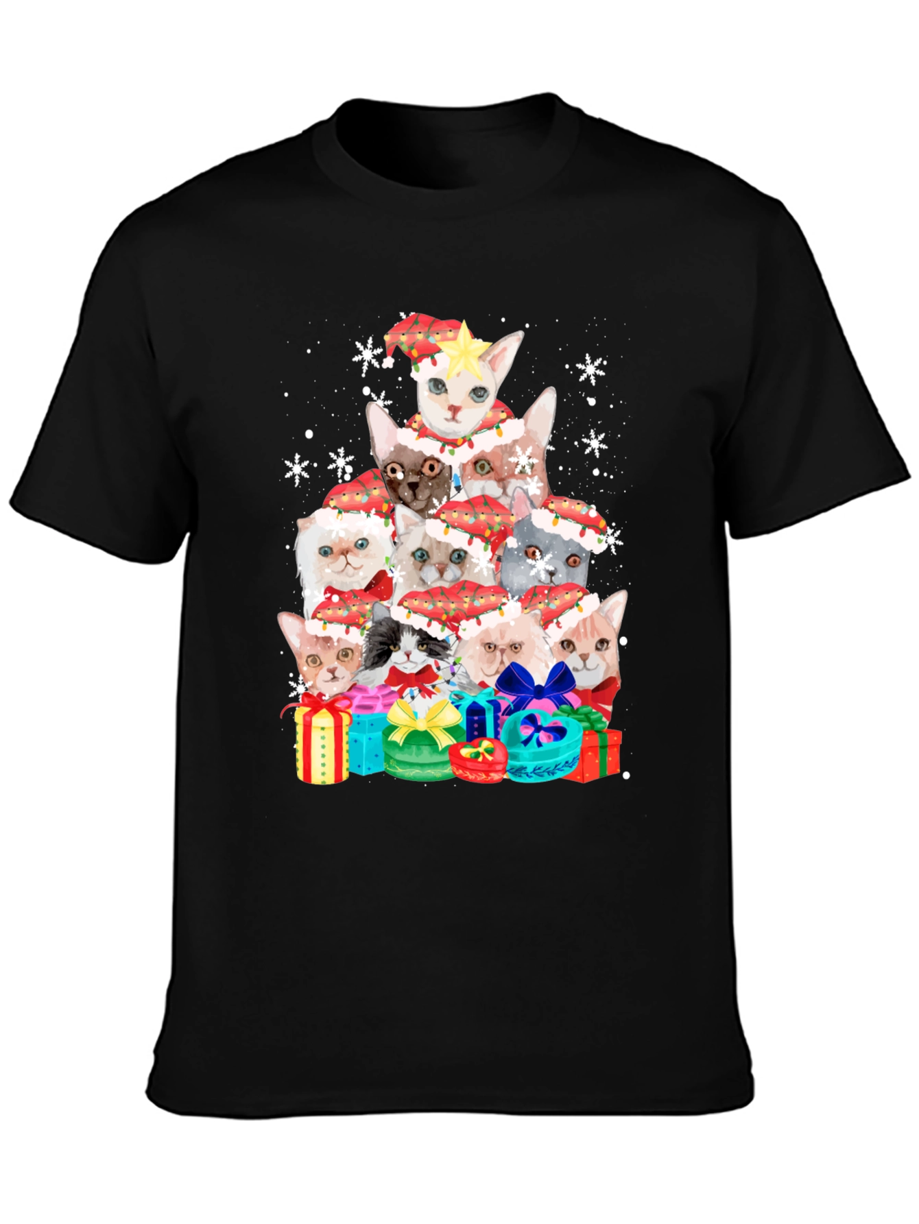 Festive Cats Christmas Tree T-Shirt