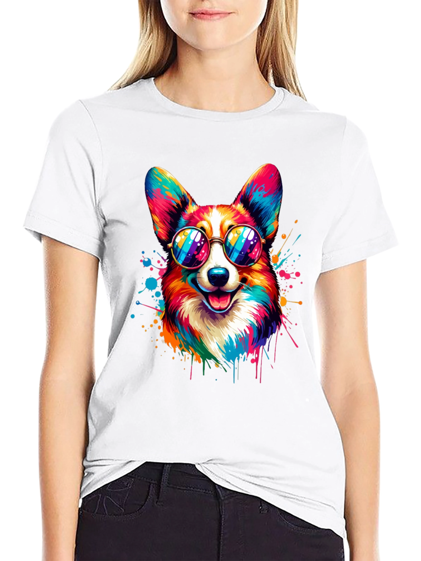 Cool Corgi T-Shirt: Vibrant Dog Design