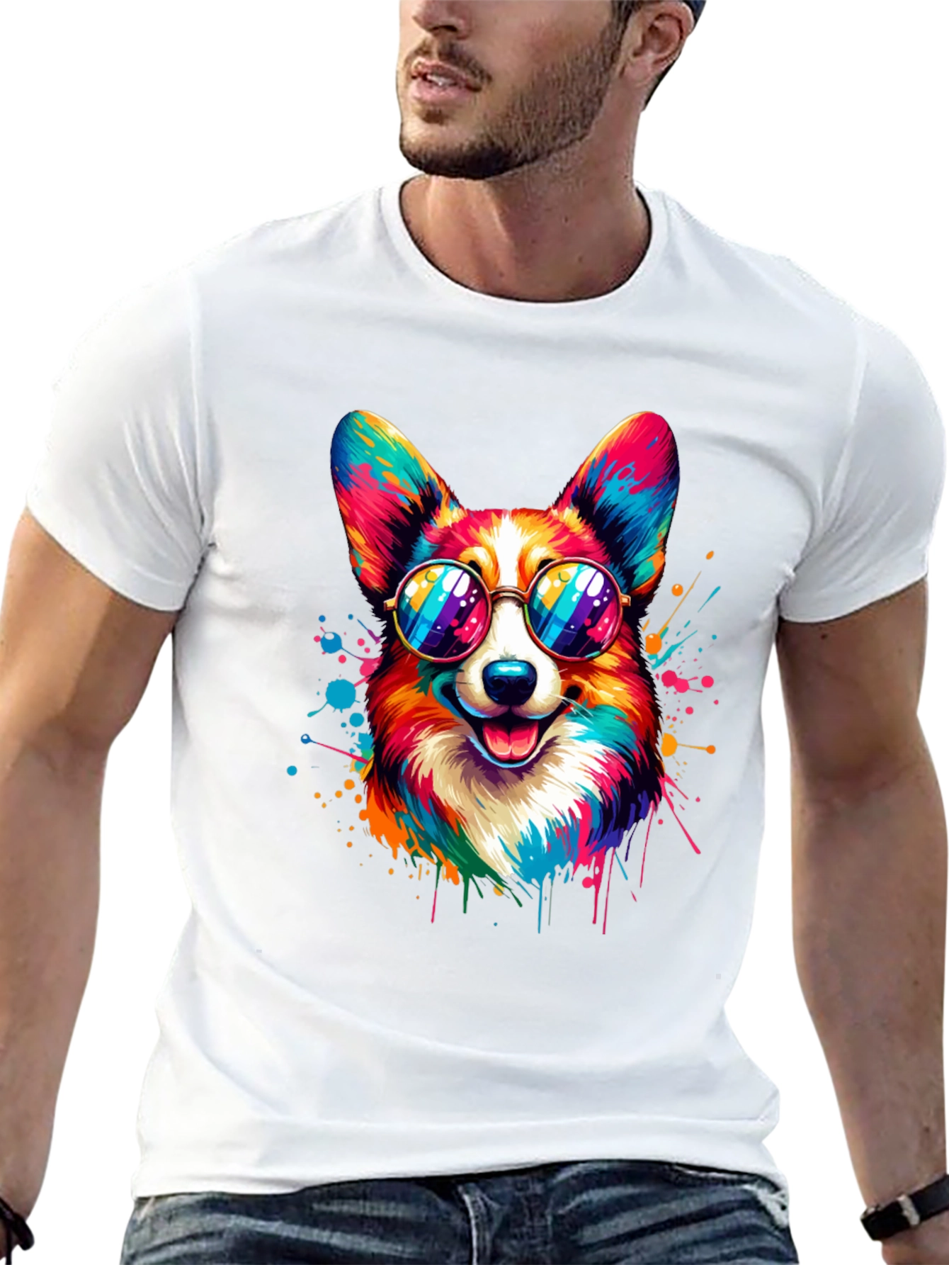 Cool Corgi T-Shirt: Vibrant Dog Design