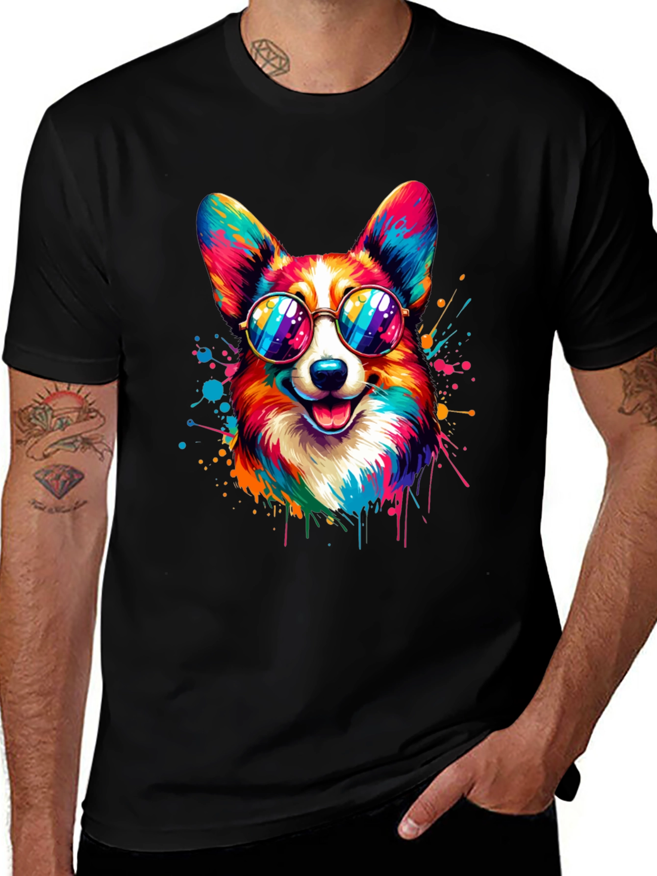 Cool Corgi T-Shirt: Vibrant Dog Design