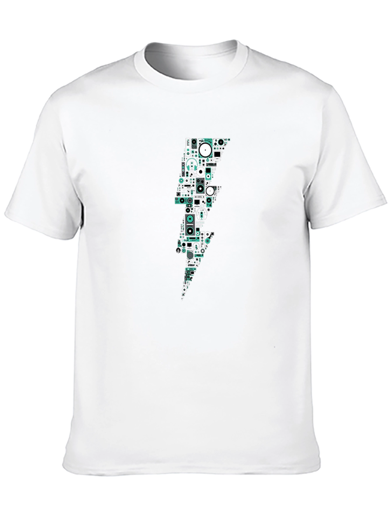 DJ Equipment Lightning Bolt Black T-Shirt