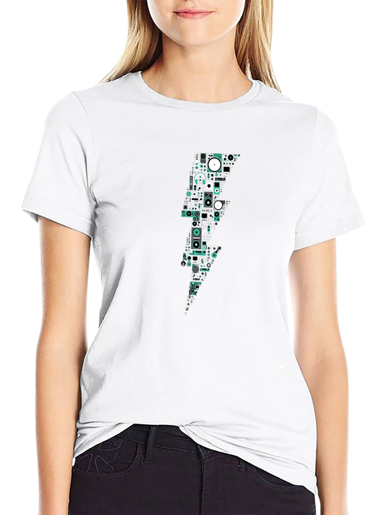 DJ Equipment Lightning Bolt Black T-Shirt