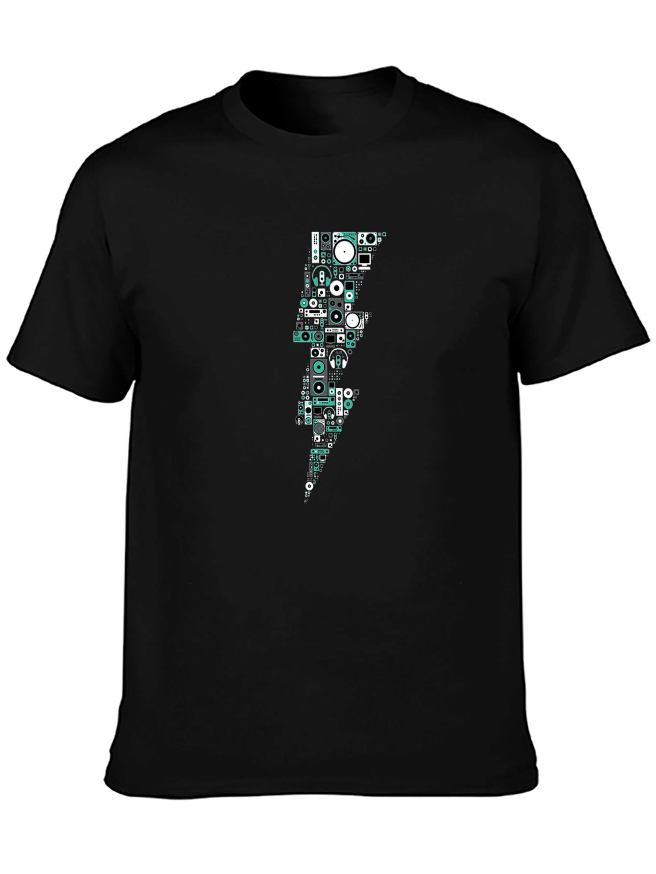 DJ Equipment Lightning Bolt Black T-Shirt