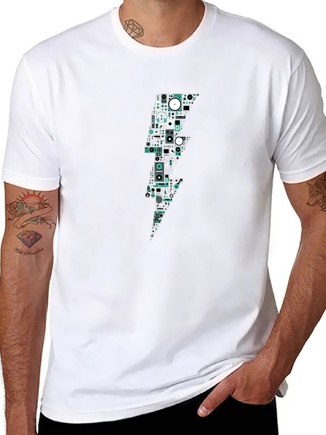 DJ Equipment Lightning Bolt Black T-Shirt