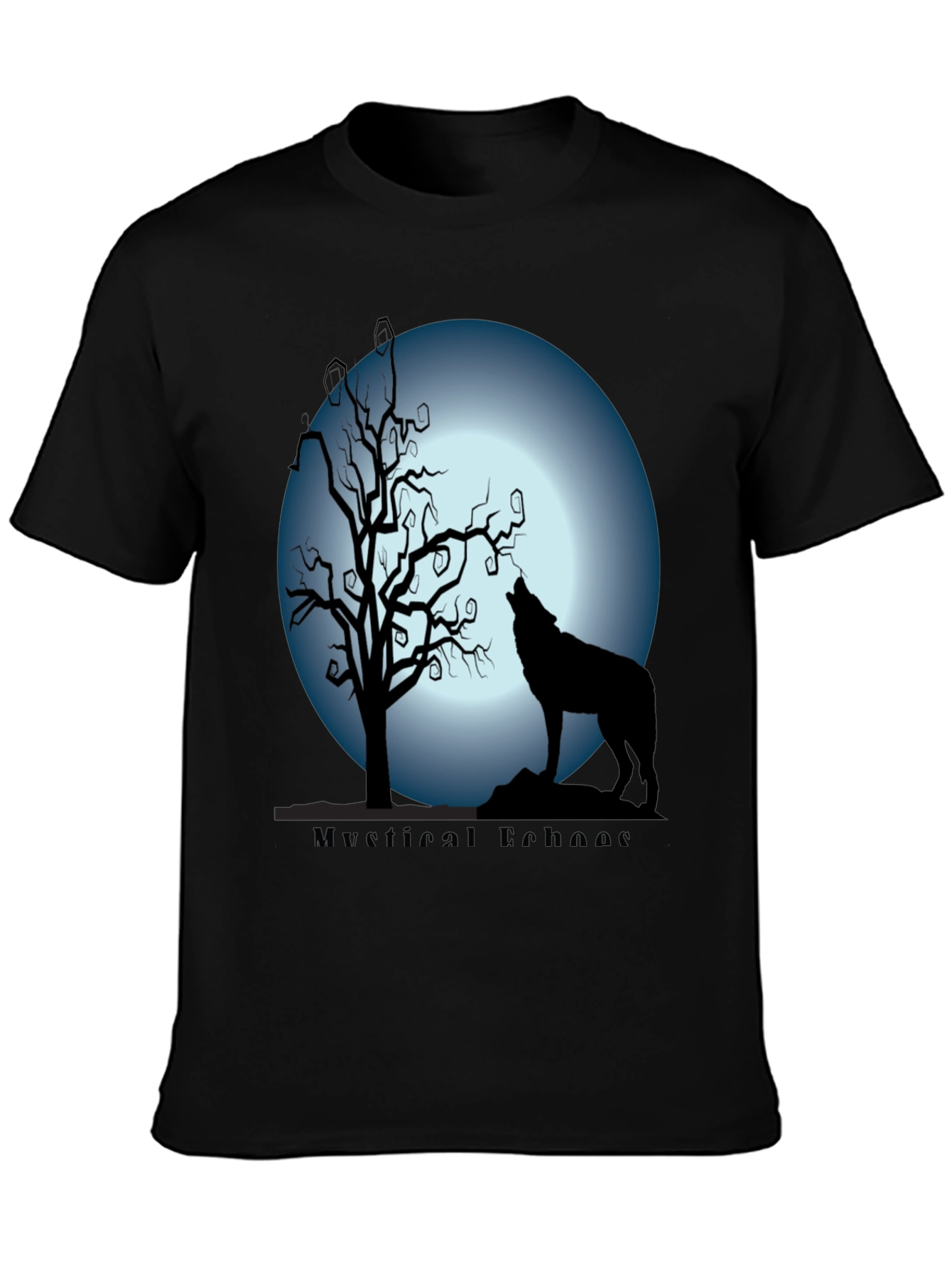 Mystical Echoes Wolf Silhouette Graphic T-Shirt