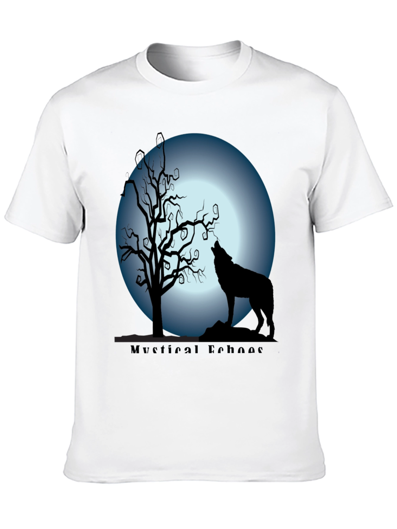 Mystical Echoes Wolf Silhouette Graphic T-Shirt