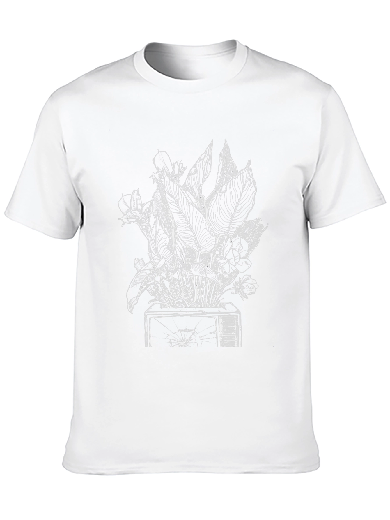 Broken TV Flowers Graphic Tee - Black Cotton T-Shirt