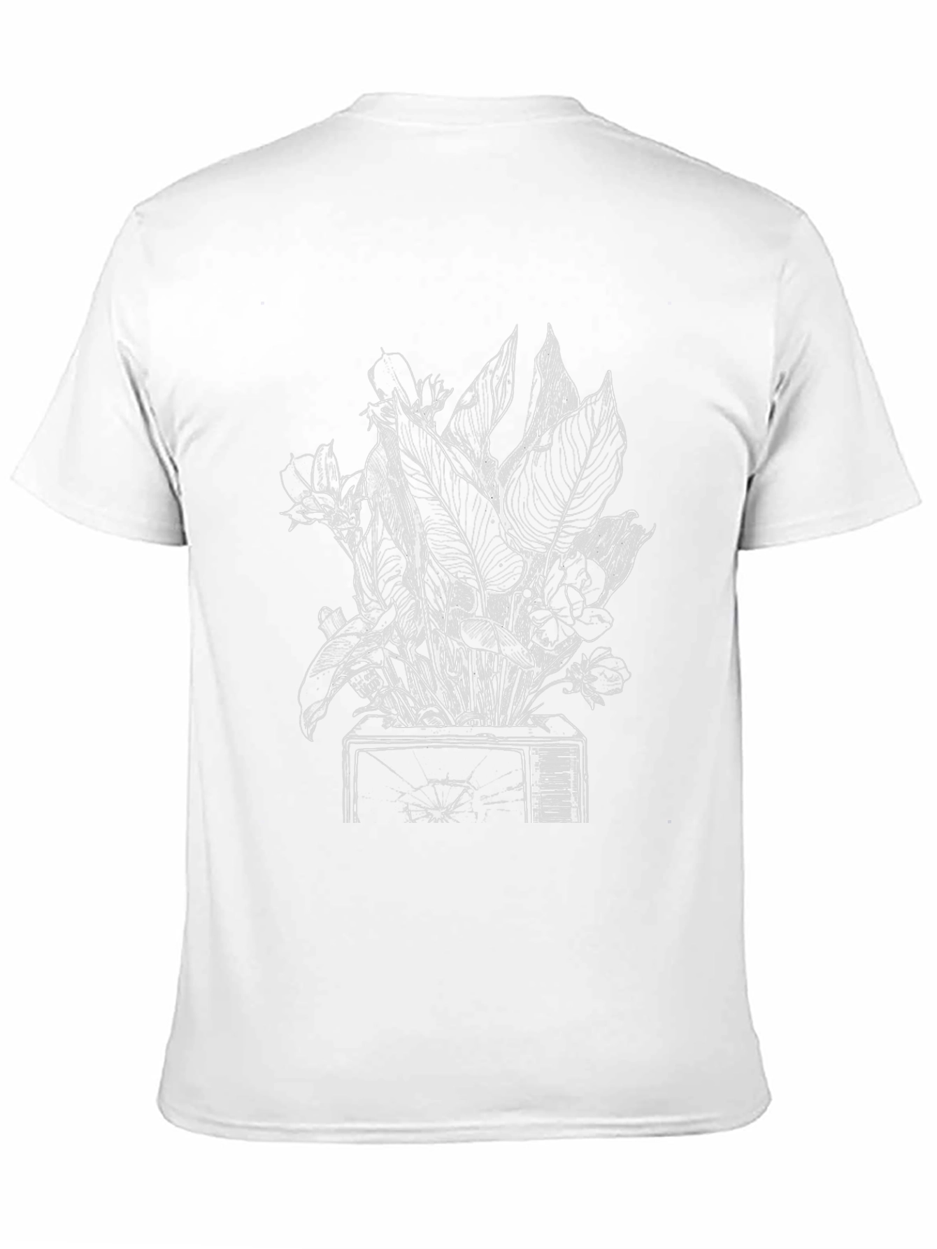 Broken TV Flowers Graphic Tee - Black Cotton T-Shirt